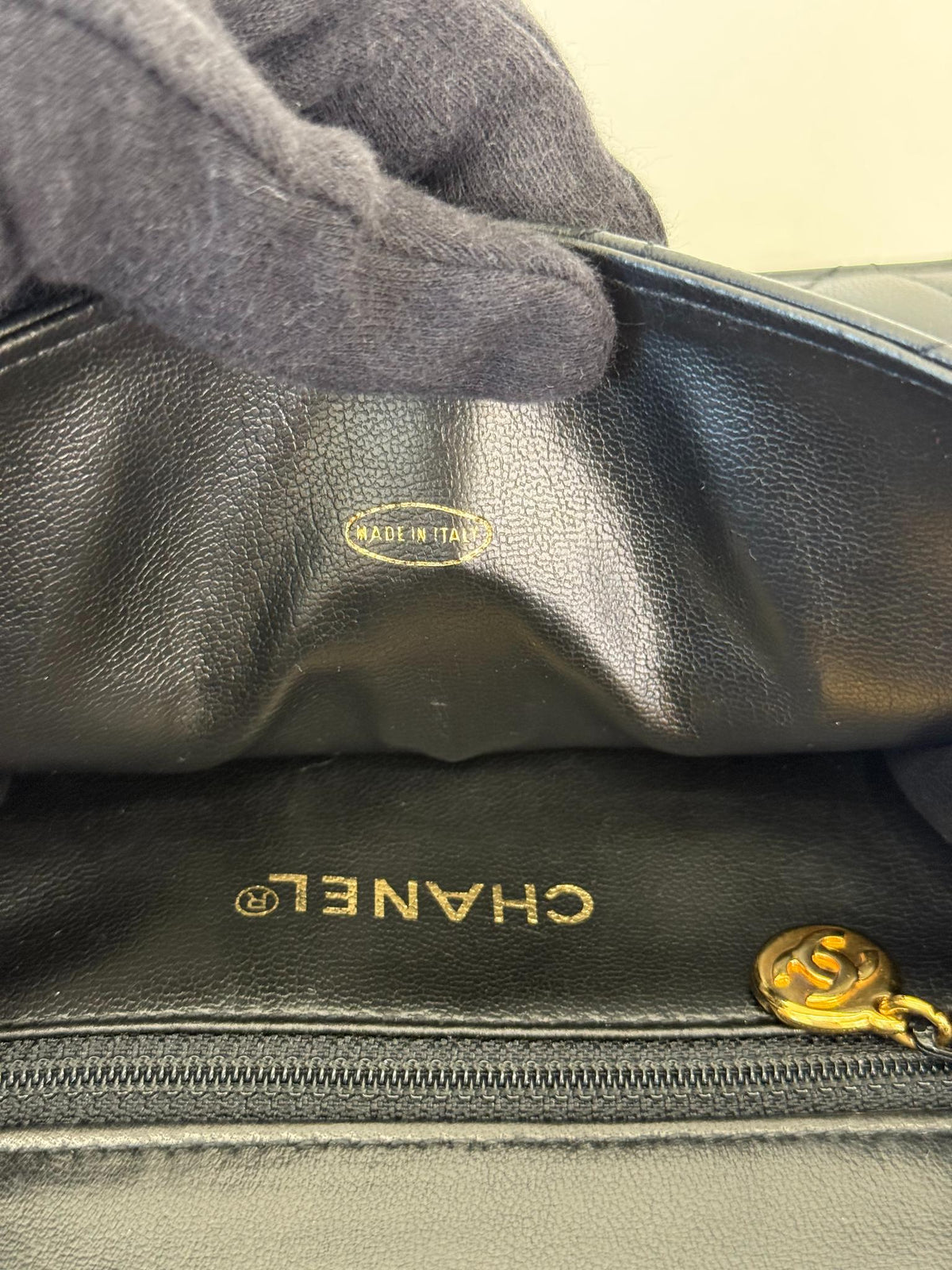 Chanel Vintage Black Matelassé Lambskin Quilted Single Flap Chain Bag