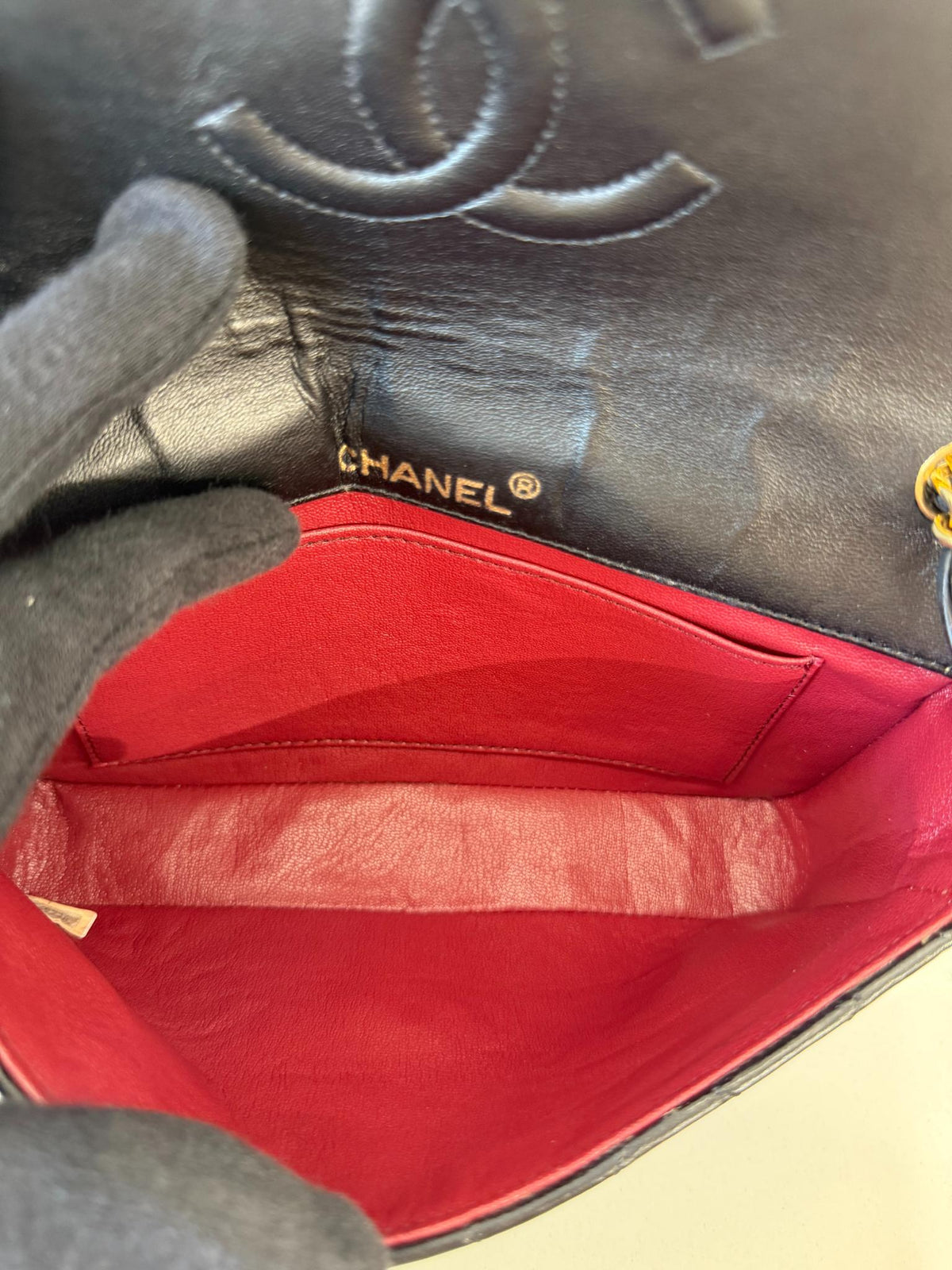 Chanel Coco Vintage Big CC Logo Black Lambskin Quilted Single Flap Bag