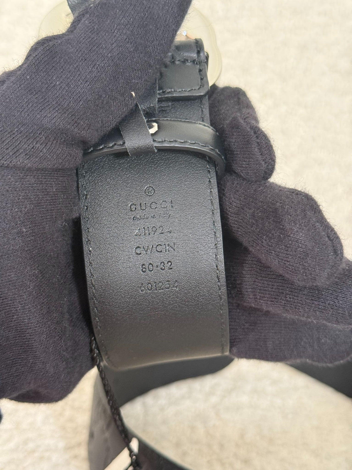 Gucci Black Guccissima Interlocking Leather Belt