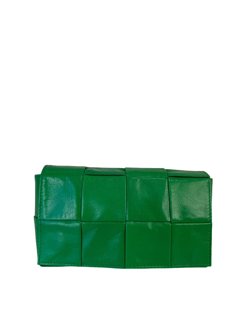 Bottega Veneta Cassette Mini Intreccio Parakeet Crossbody Bag