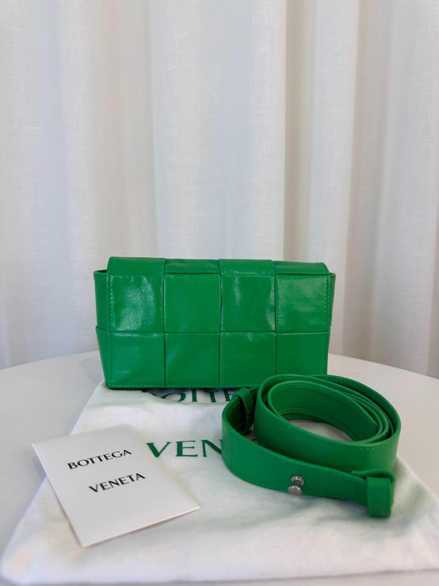 Bottega Veneta Cassette Mini Intreccio Parakeet Crossbody Bag
