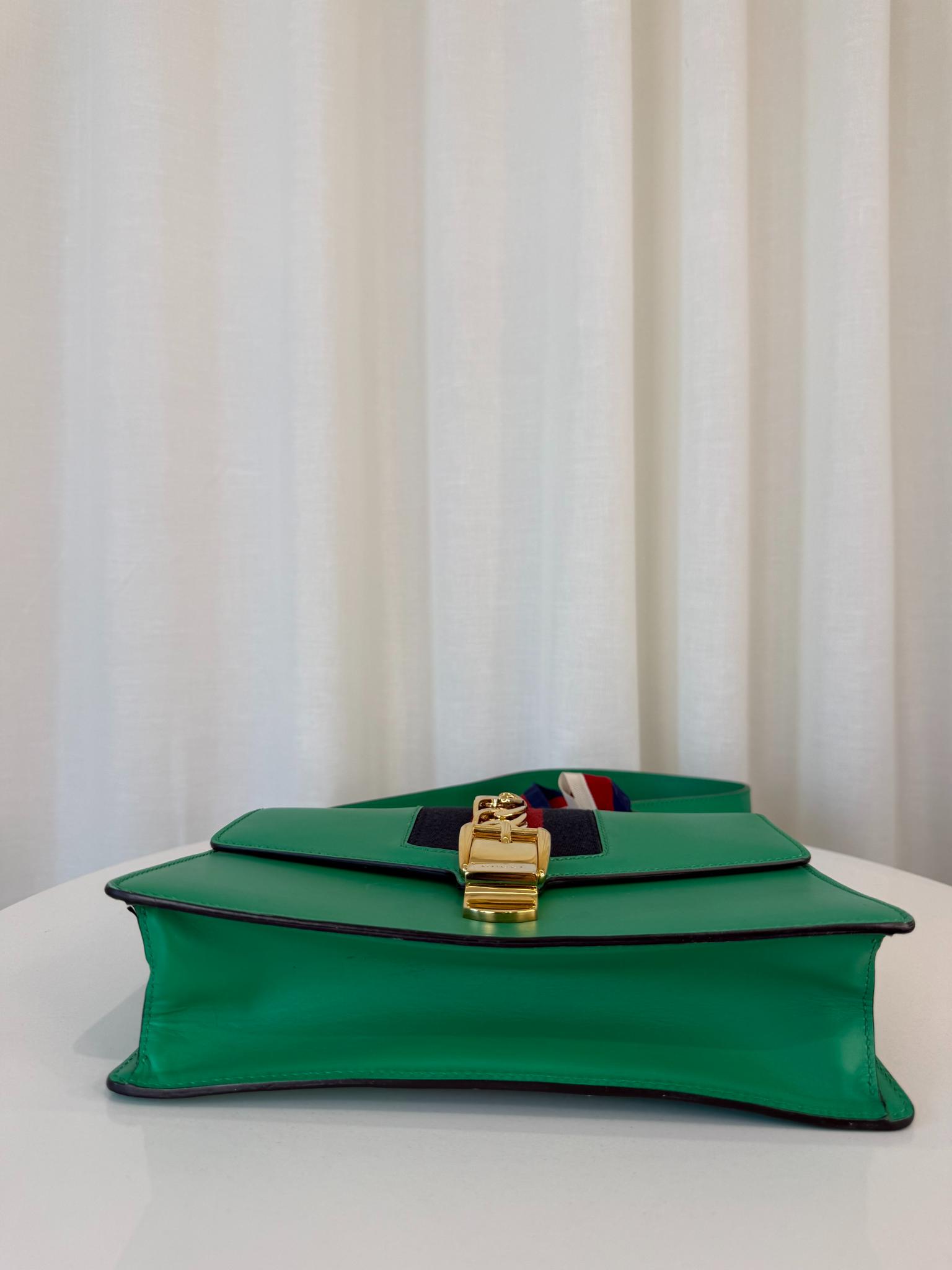 Gucci Green Web Chain Small Sylvie Shoulder Bag