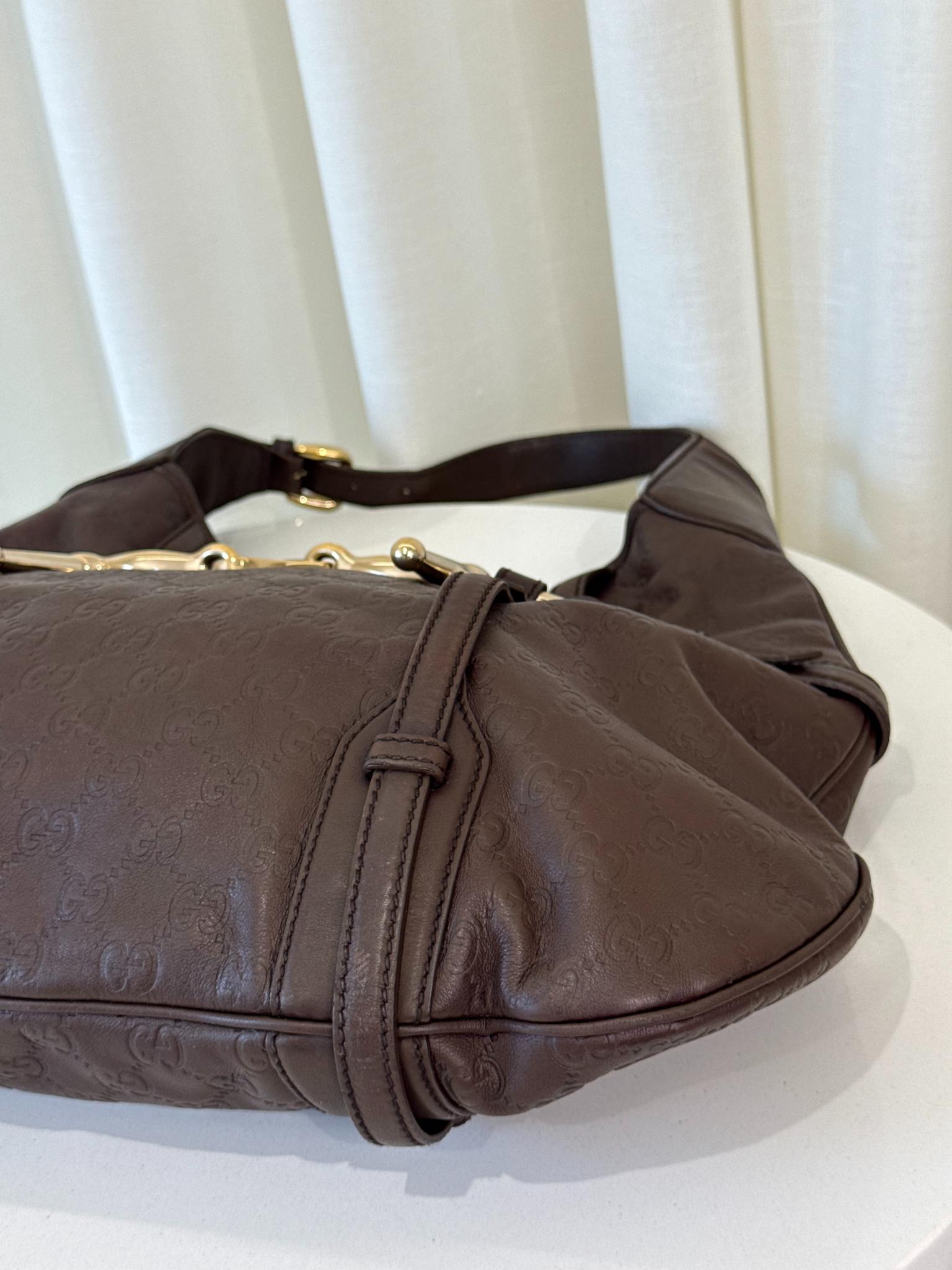 Gucci Guccissima 85th Anniversary Bridal Bit Hobo Bag Brown