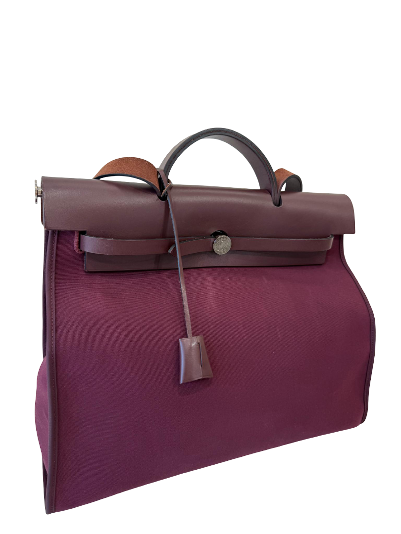 Hermès Herbag Zip 39 in Prune Militaire Canvas and Vache Hunter Leather