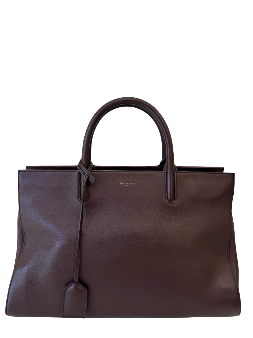 Saint Laurent Burgundy Leather Rive Gauche Cabas Tote