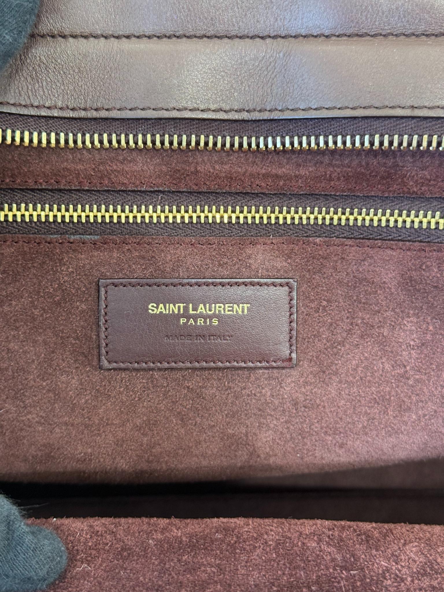 Saint Laurent Burgundy Leather Rive Gauche Cabas Tote