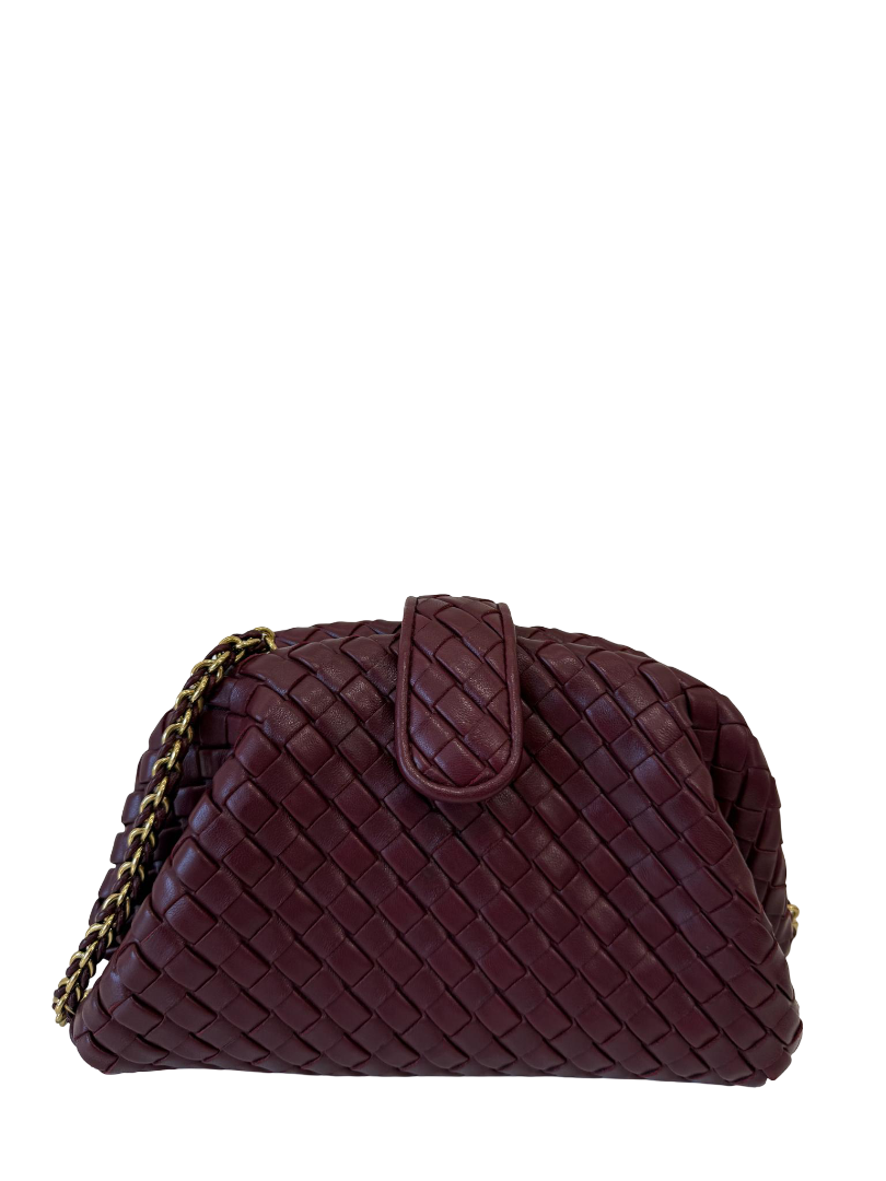 Bottega Veneta Small Lauren 1980 Intrecciato Leather Clutch Barolo