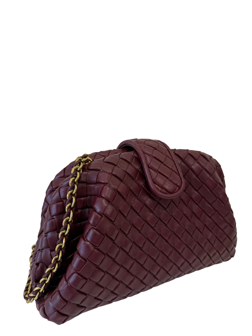 Bottega Veneta Small Lauren 1980 Intrecciato Leather Clutch Barolo