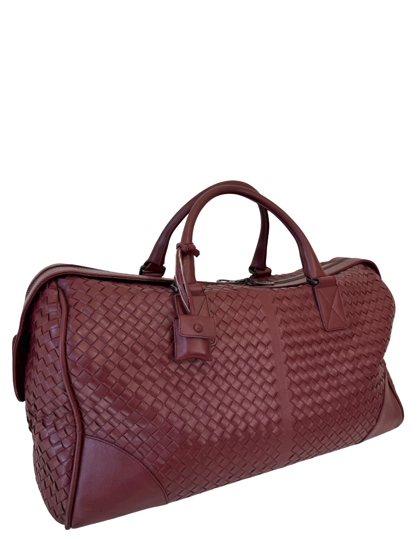 Bottega Veneta Intrecciato Leather Duffle Bag Barolo