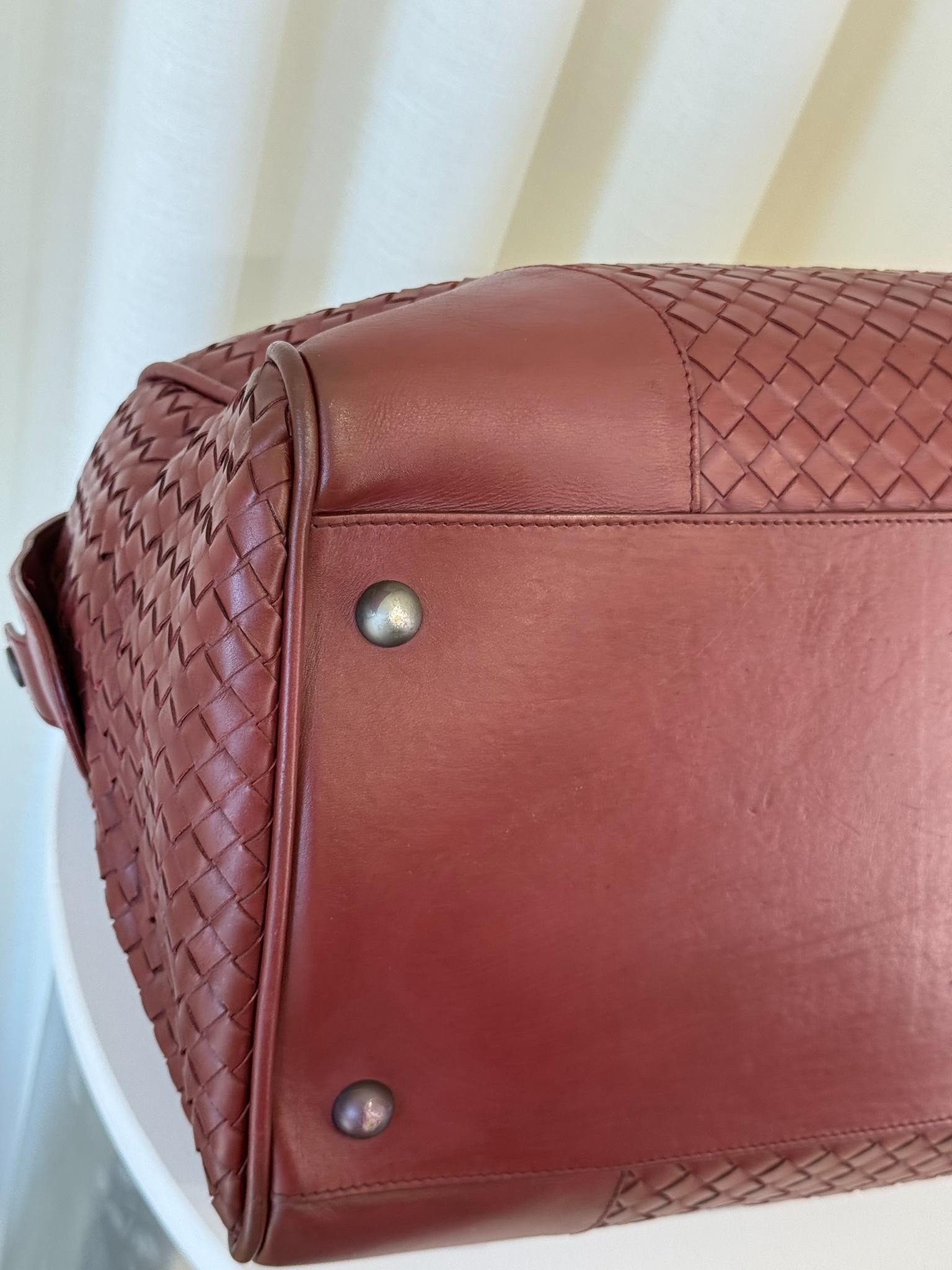 Bottega Veneta Intrecciato Leather Duffle Bag Barolo