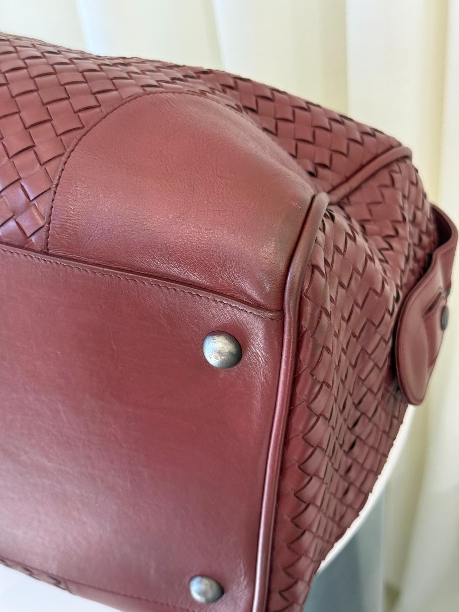 Bottega Veneta Intrecciato Leather Duffle Bag Barolo