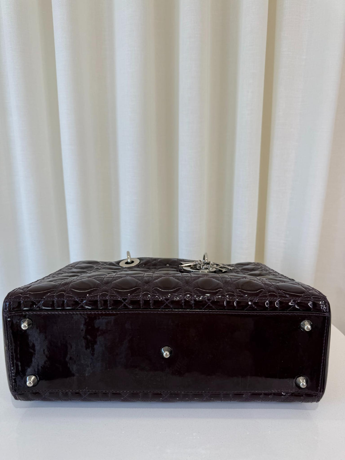 Christian Dior Burgund Patent Leather Lady Dior Large