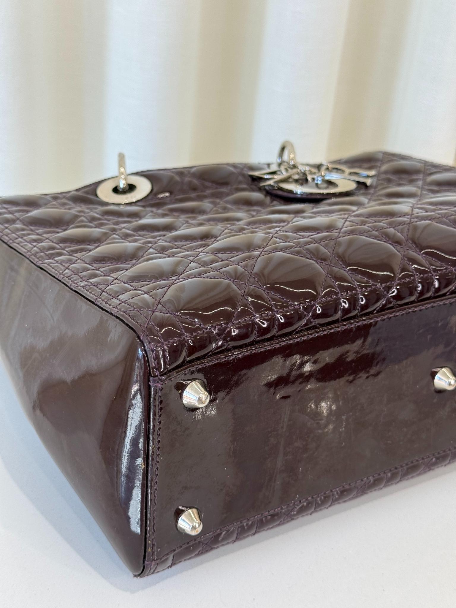 Christian Dior Burgund Patent Leather Lady Dior Large