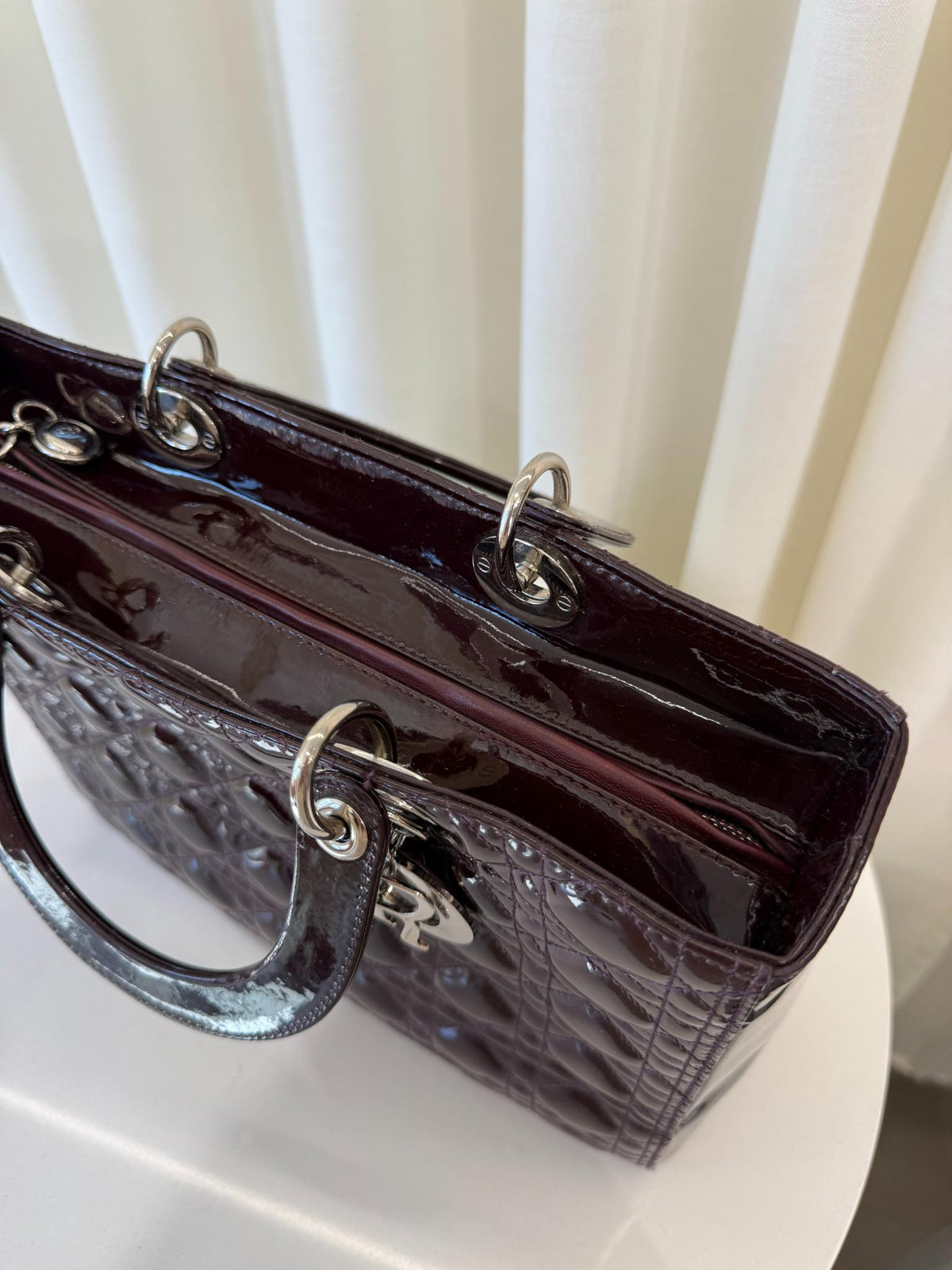 Christian Dior Burgund Patent Leather Lady Dior Large