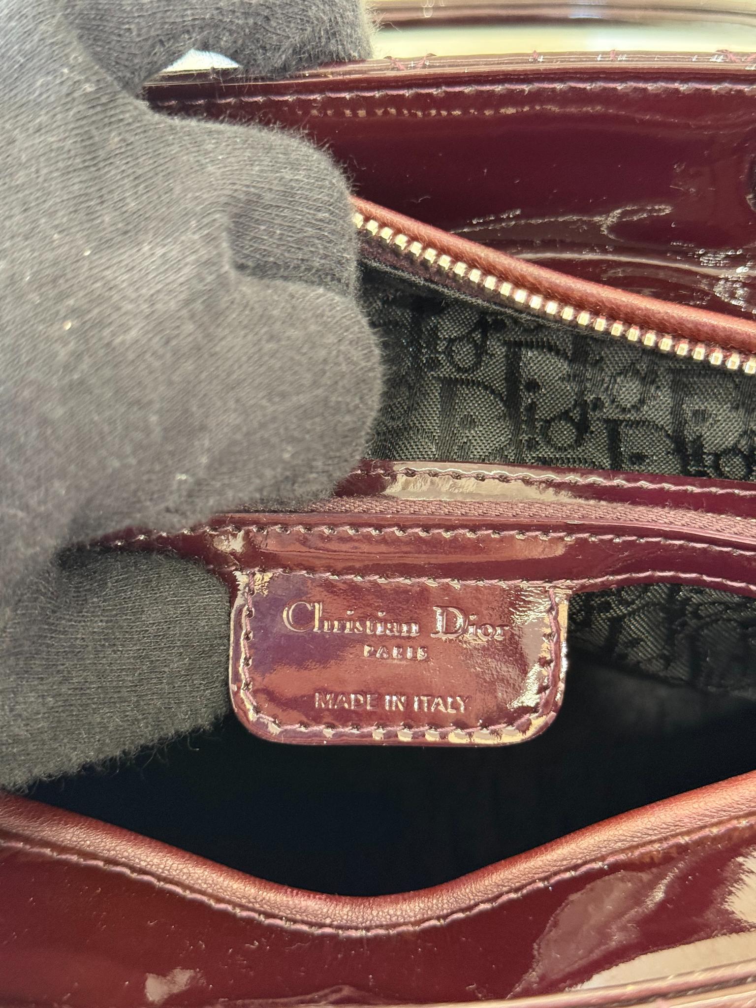 Christian Dior Burgund Patent Leather Lady Dior Large