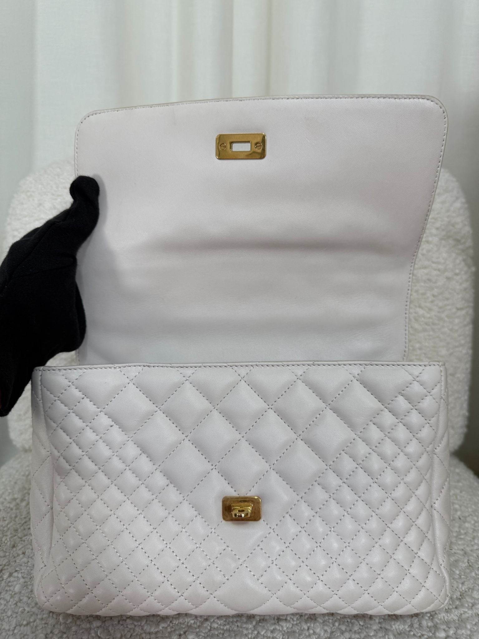 Versace La Medusa White Quilted Leather Crossbody Bag