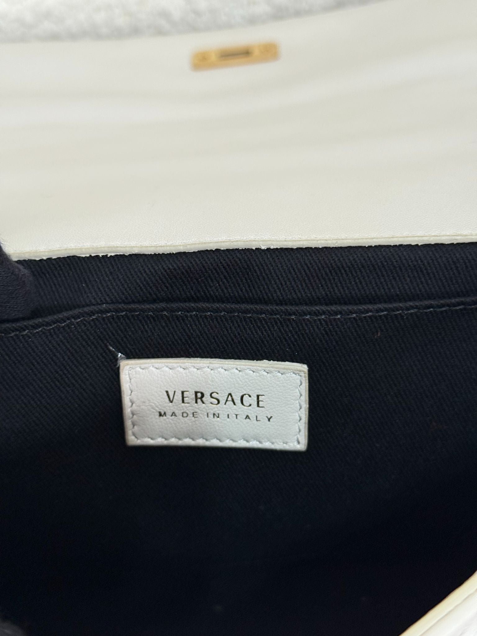 Versace La Medusa White Quilted Leather Crossbody Bag