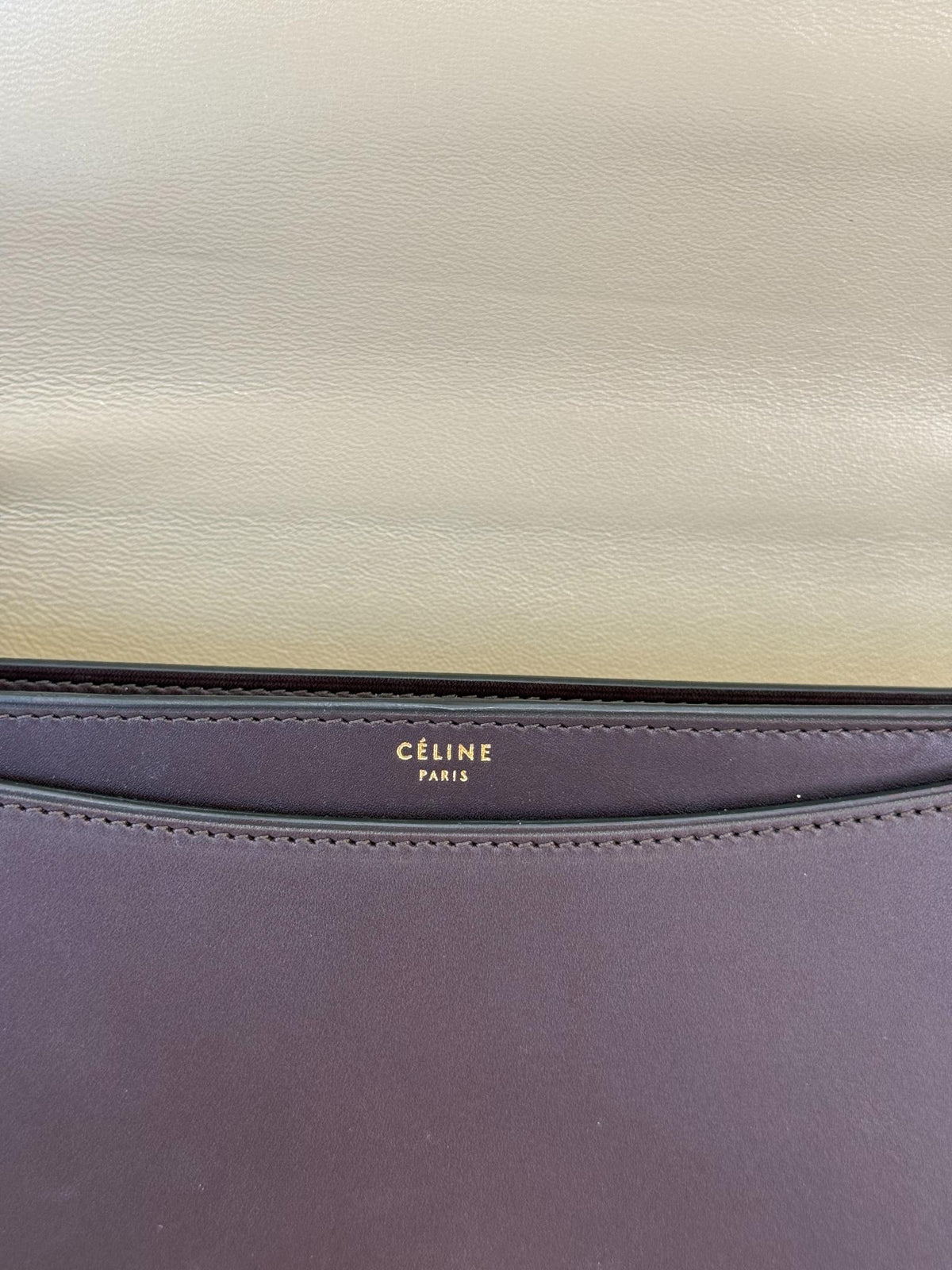Celine Dark Burgundy Leather Large Case Chain Flap Shoulder Bag