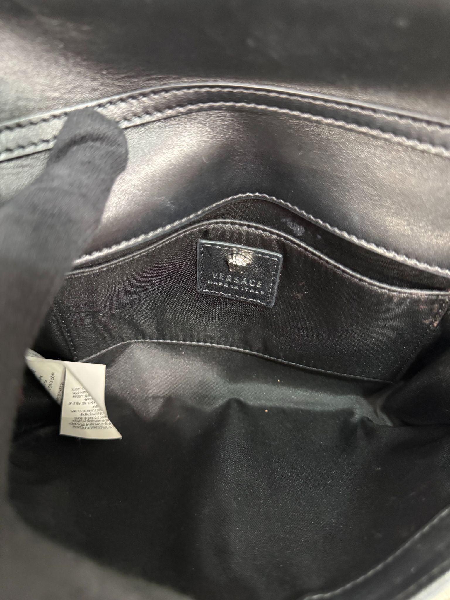 Versace Multicolored Abstract Print Patent Leather Wallet on Chain