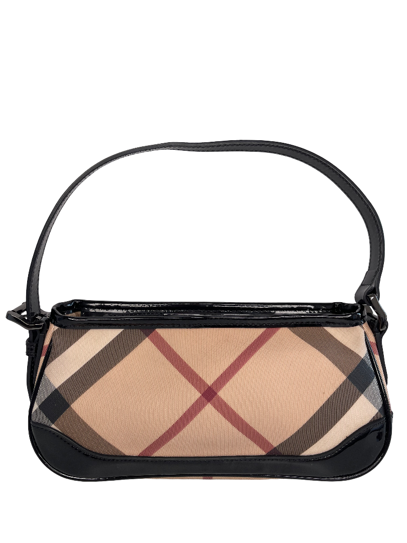 Burberry Nova Check Black Patent Leather Pochette