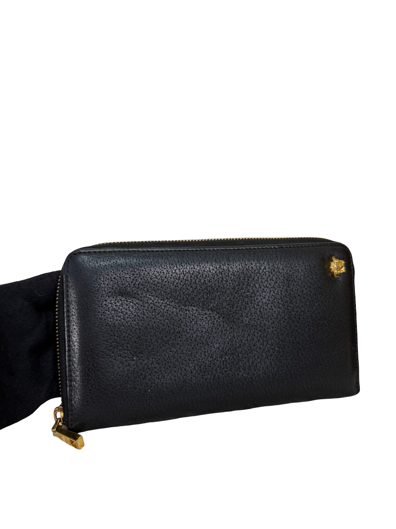 Versace La Medusa Black Calf Leather Long Wallet