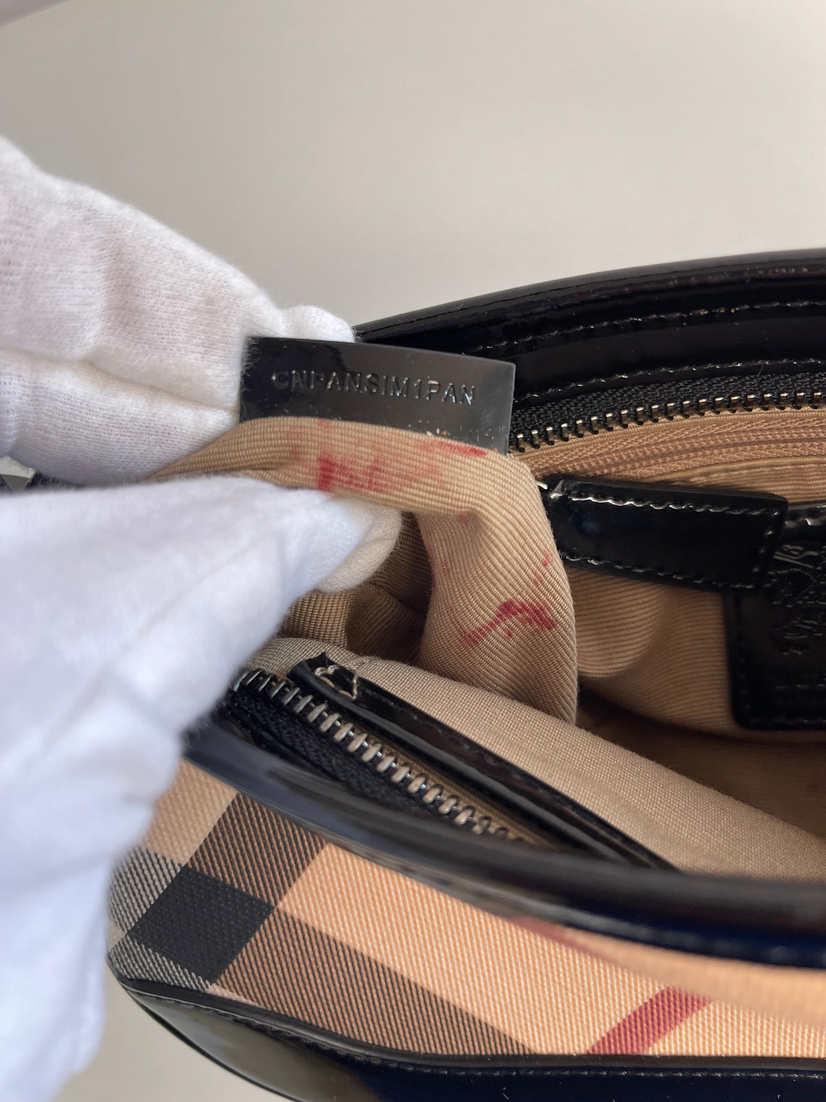 Burberry Nova Check Black Patent Leather Pochette