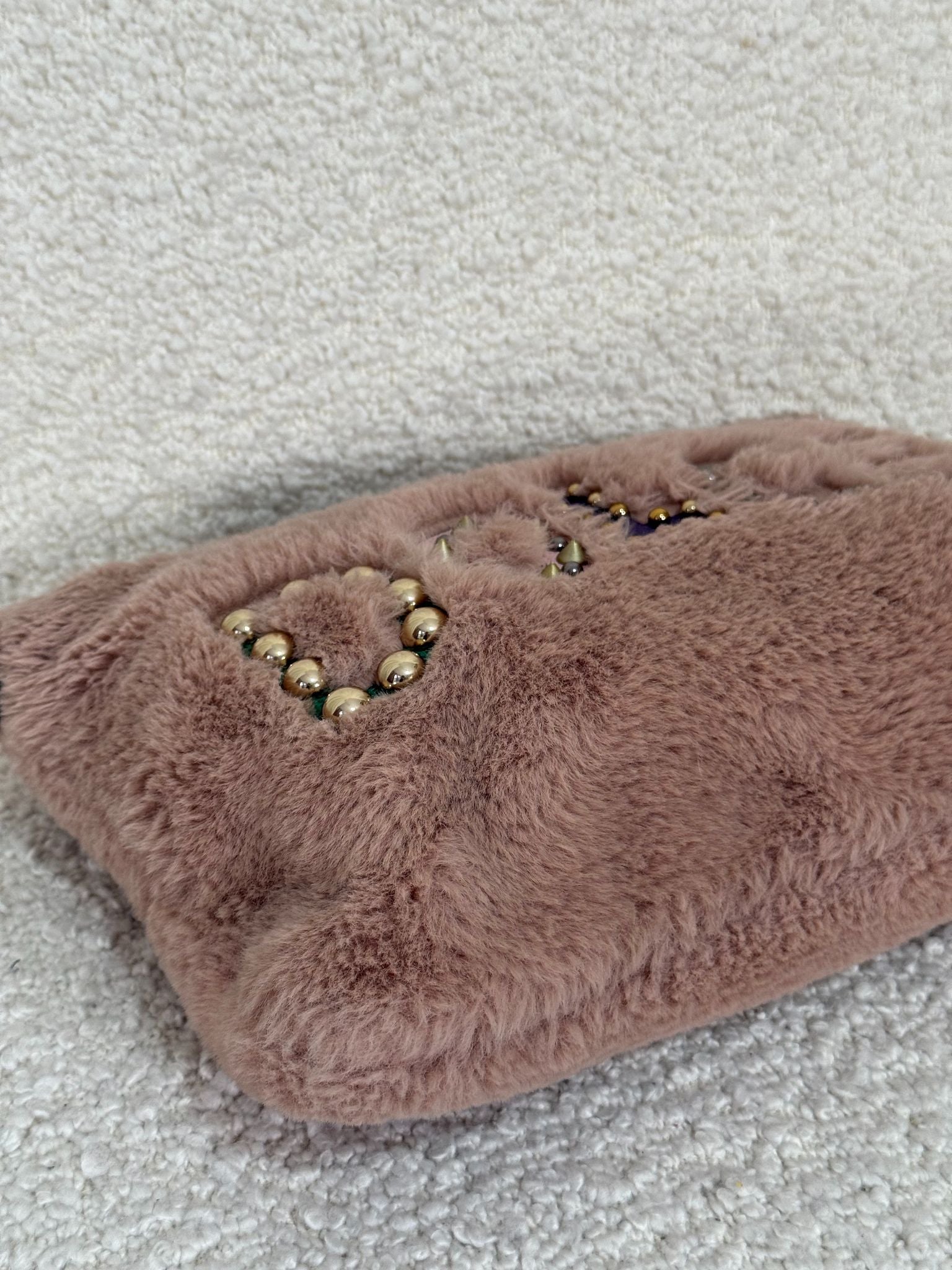 Dolce Gabbana Cleo Embellished Faux Fur Pouch