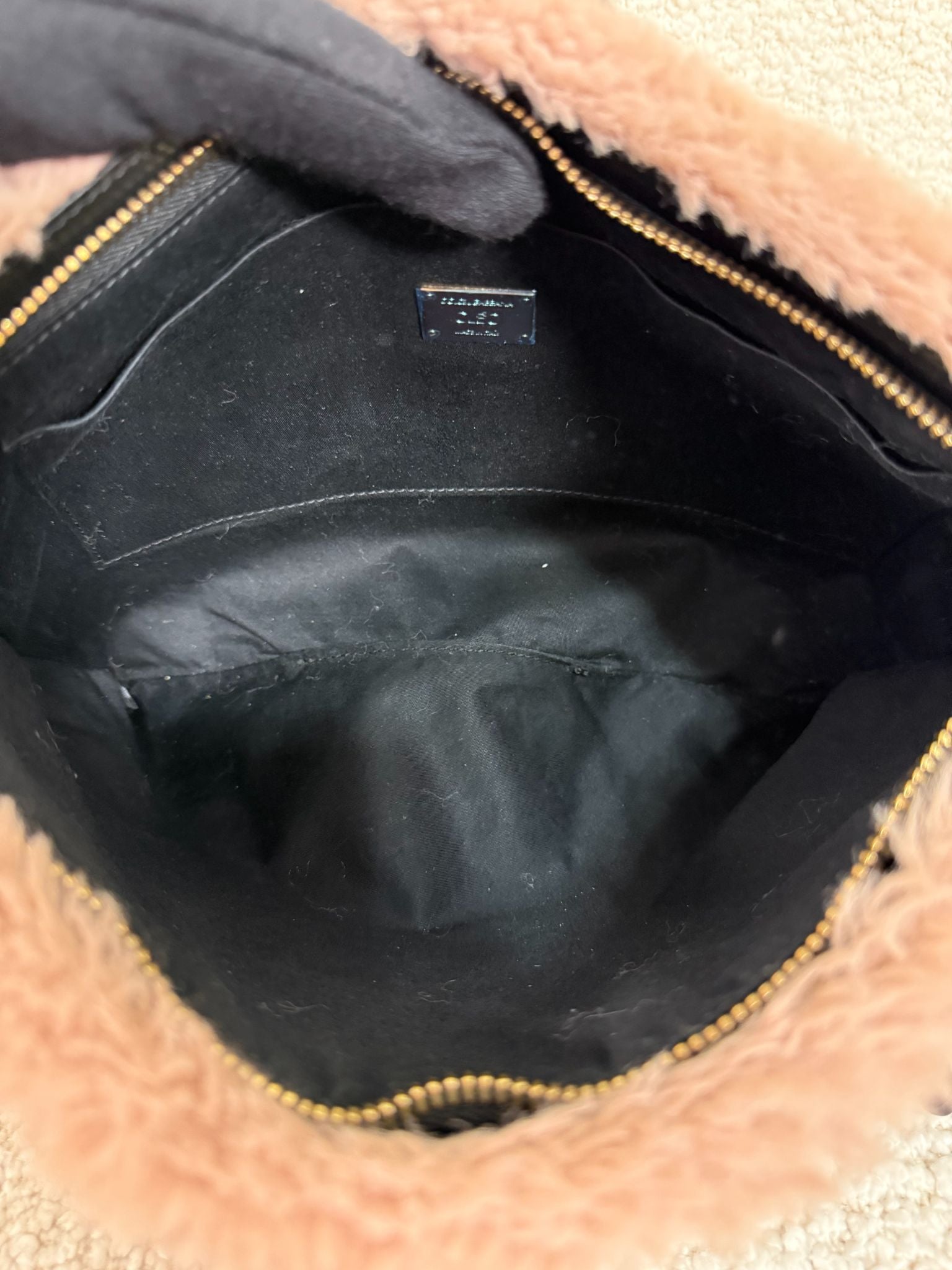 Dolce Gabbana Cleo Embellished Faux Fur Pouch