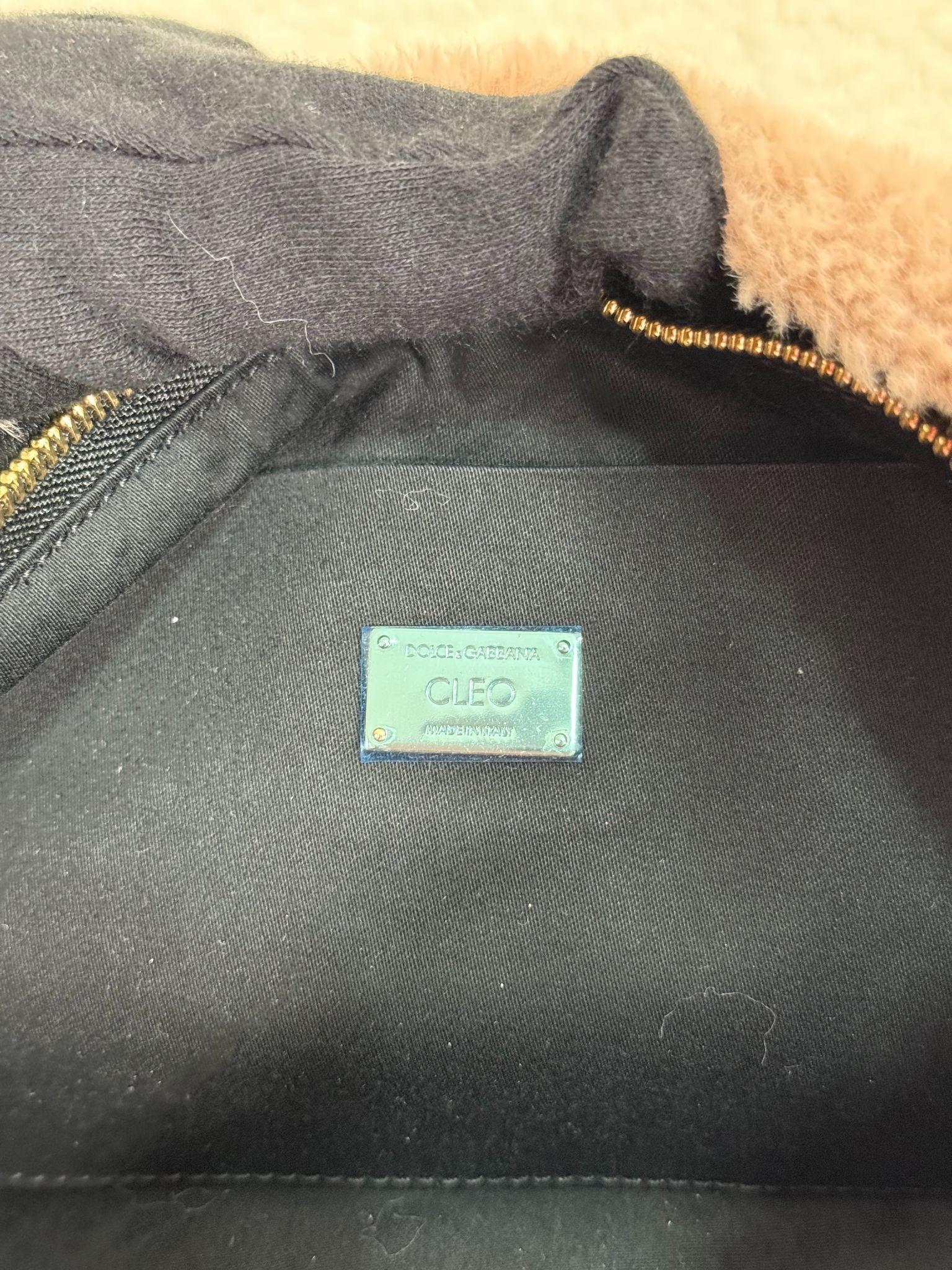 Dolce Gabbana Cleo Embellished Faux Fur Pouch