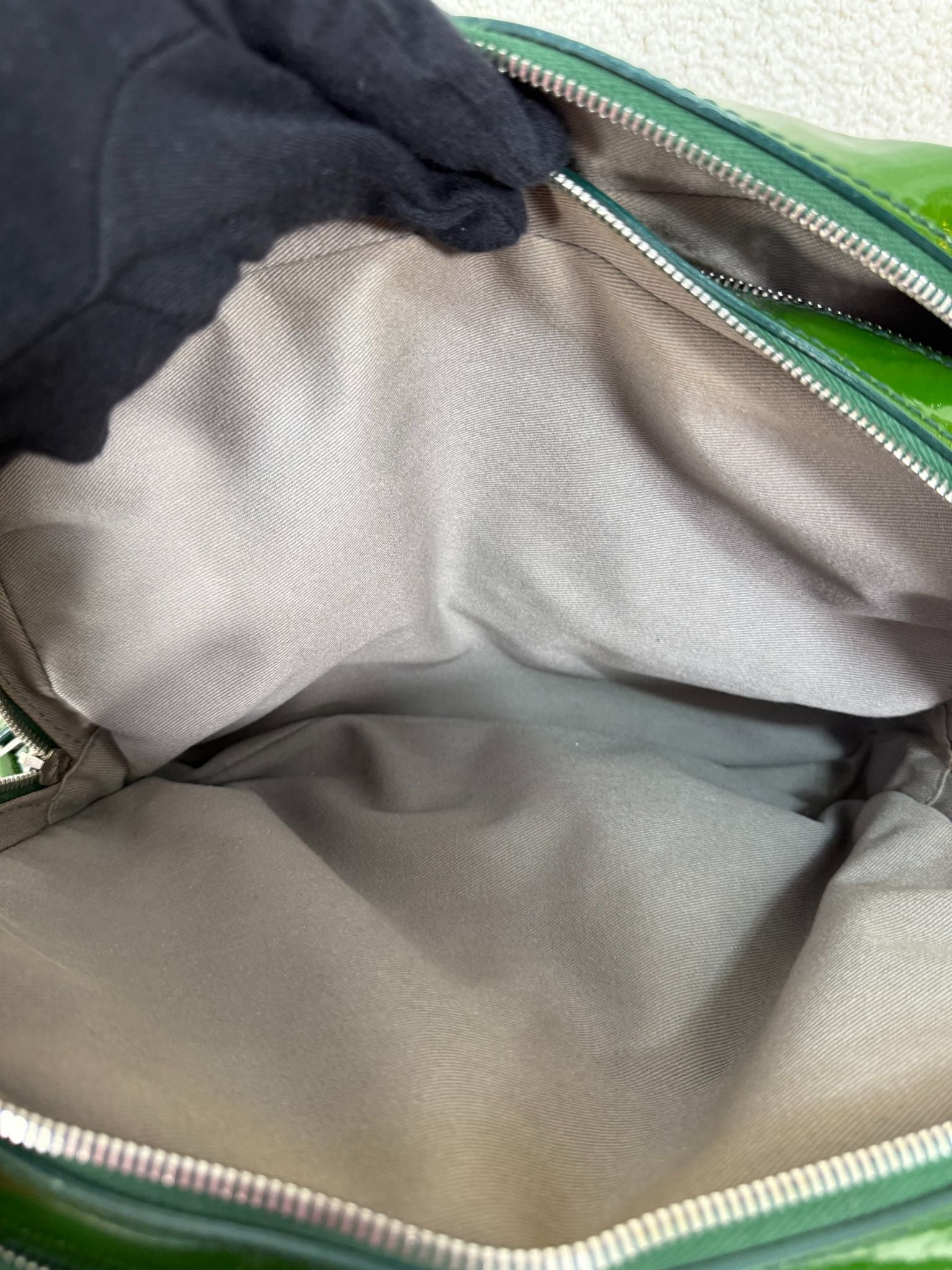 Dolce Gabbana Lily Glam Green Patent Leather Shoulder Bag