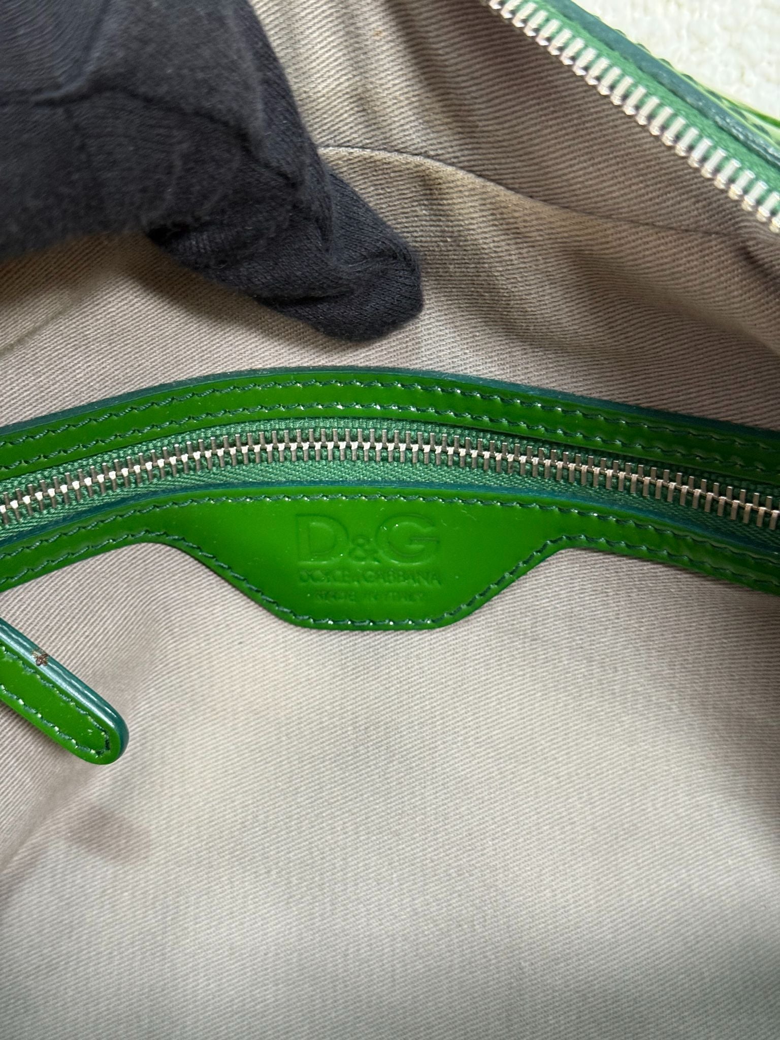 Dolce Gabbana Lily Glam Green Patent Leather Shoulder Bag