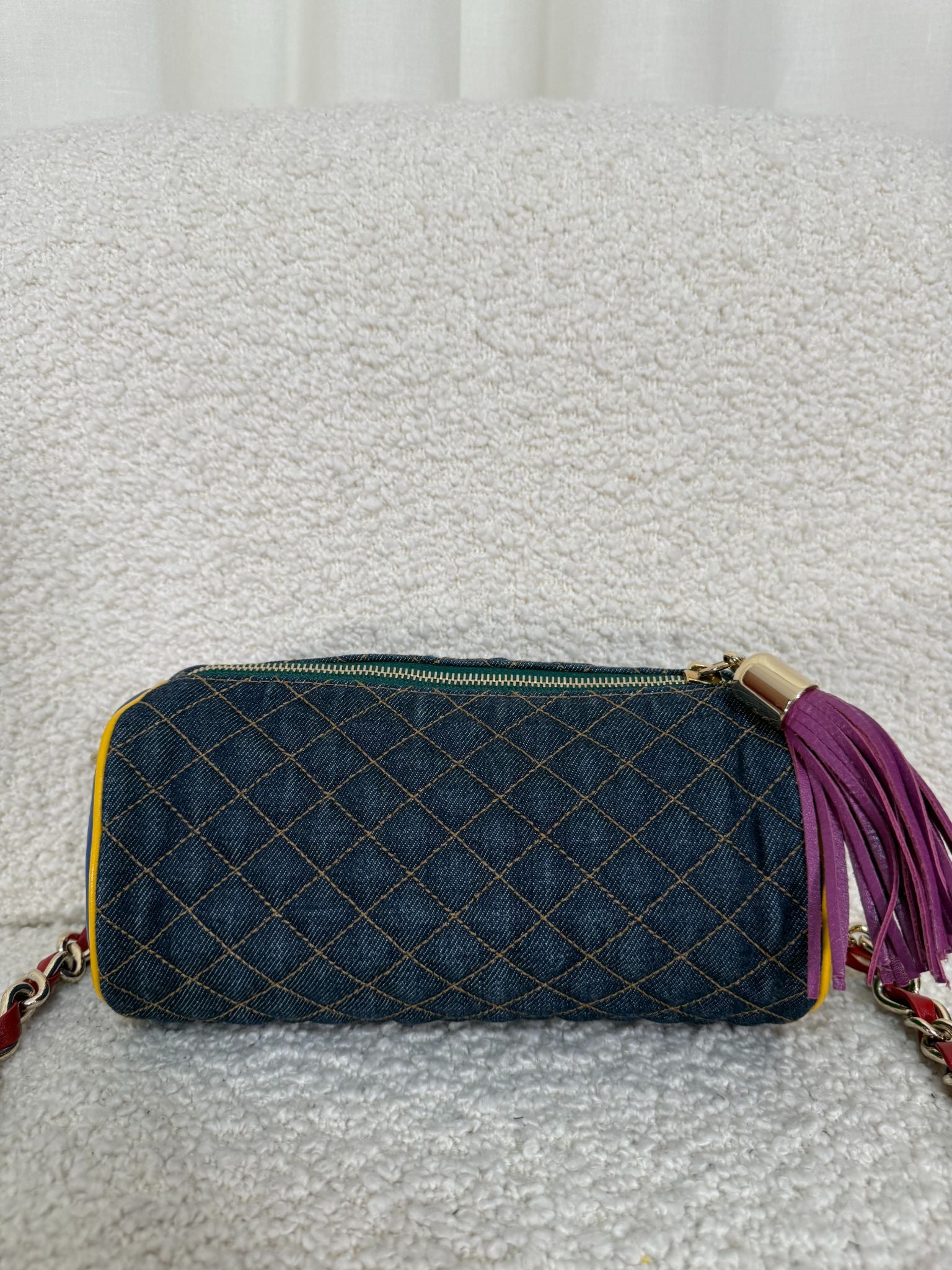 Dolce Gabbana Denim and Leather Lily Glam Shoulder Bag