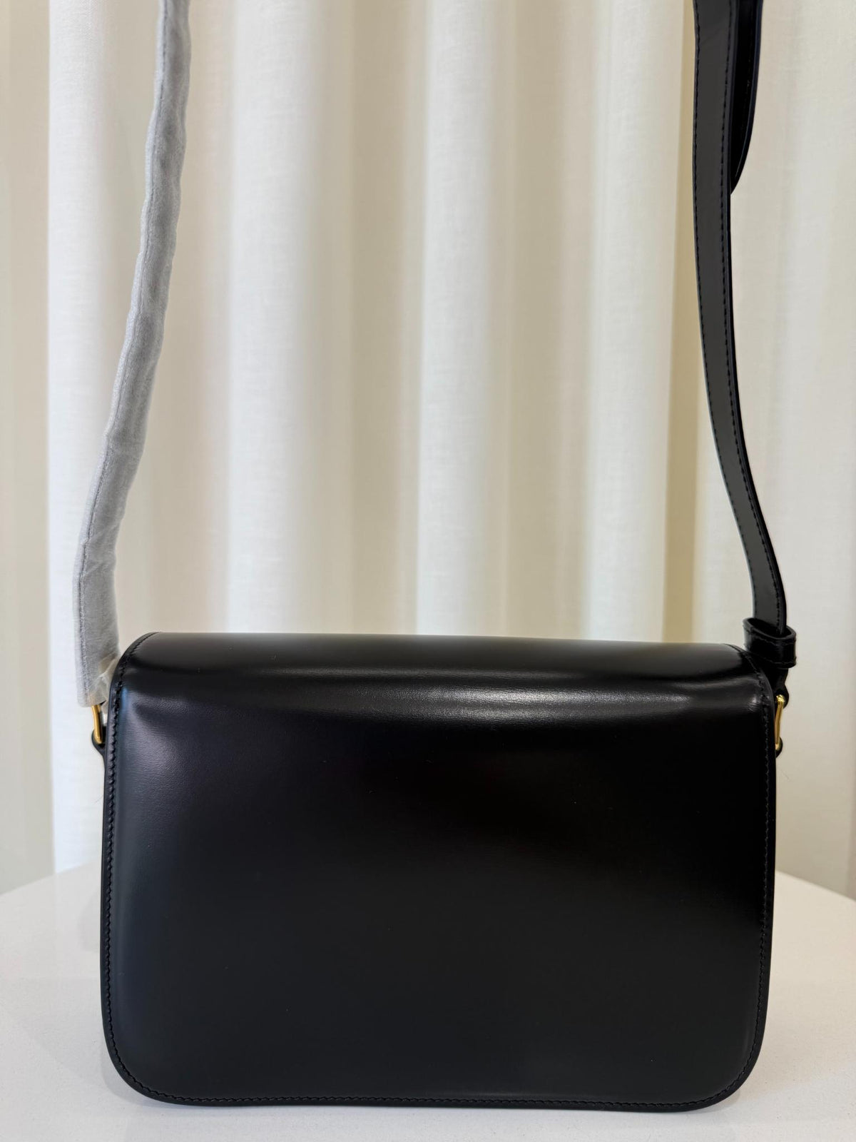 Celine Classique Triomphe Bag in Black Shiny Calfskin