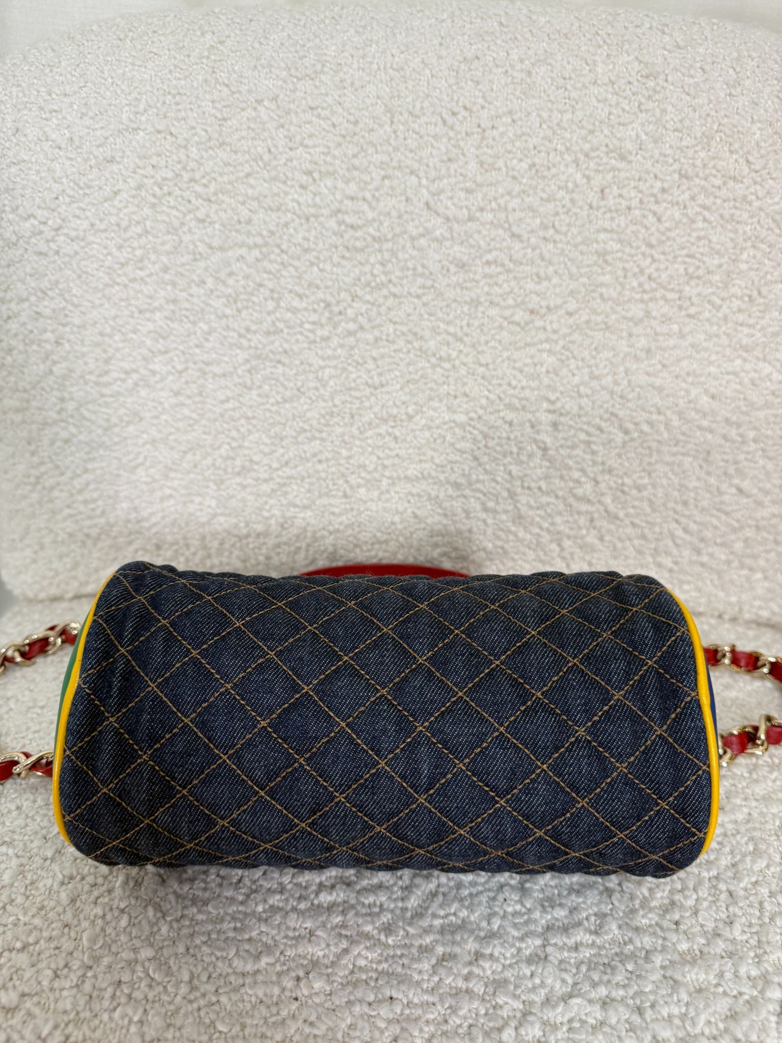 Dolce Gabbana Denim and Leather Lily Glam Shoulder Bag