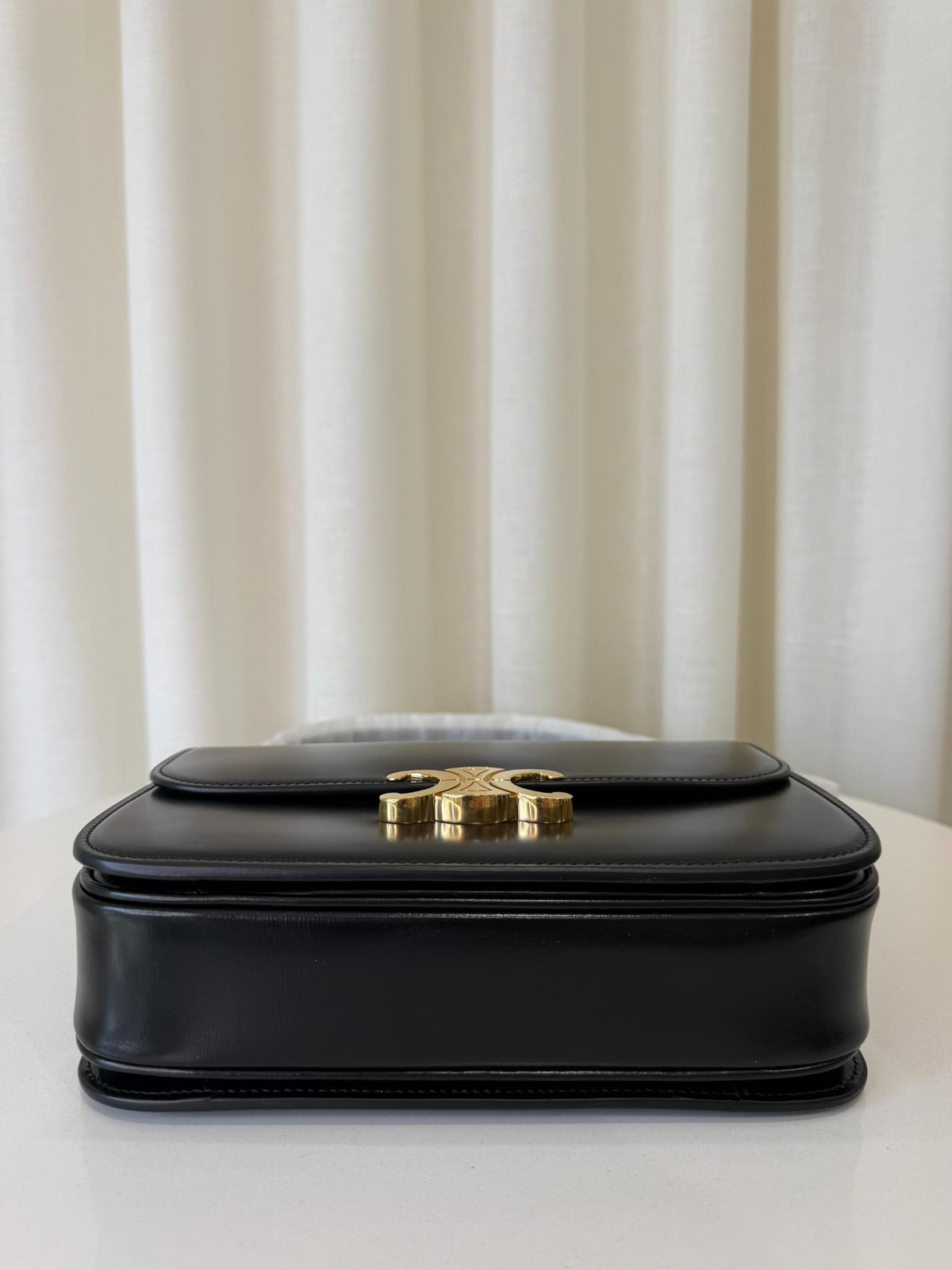 Celine Classique Triomphe Bag in Black Shiny Calfskin