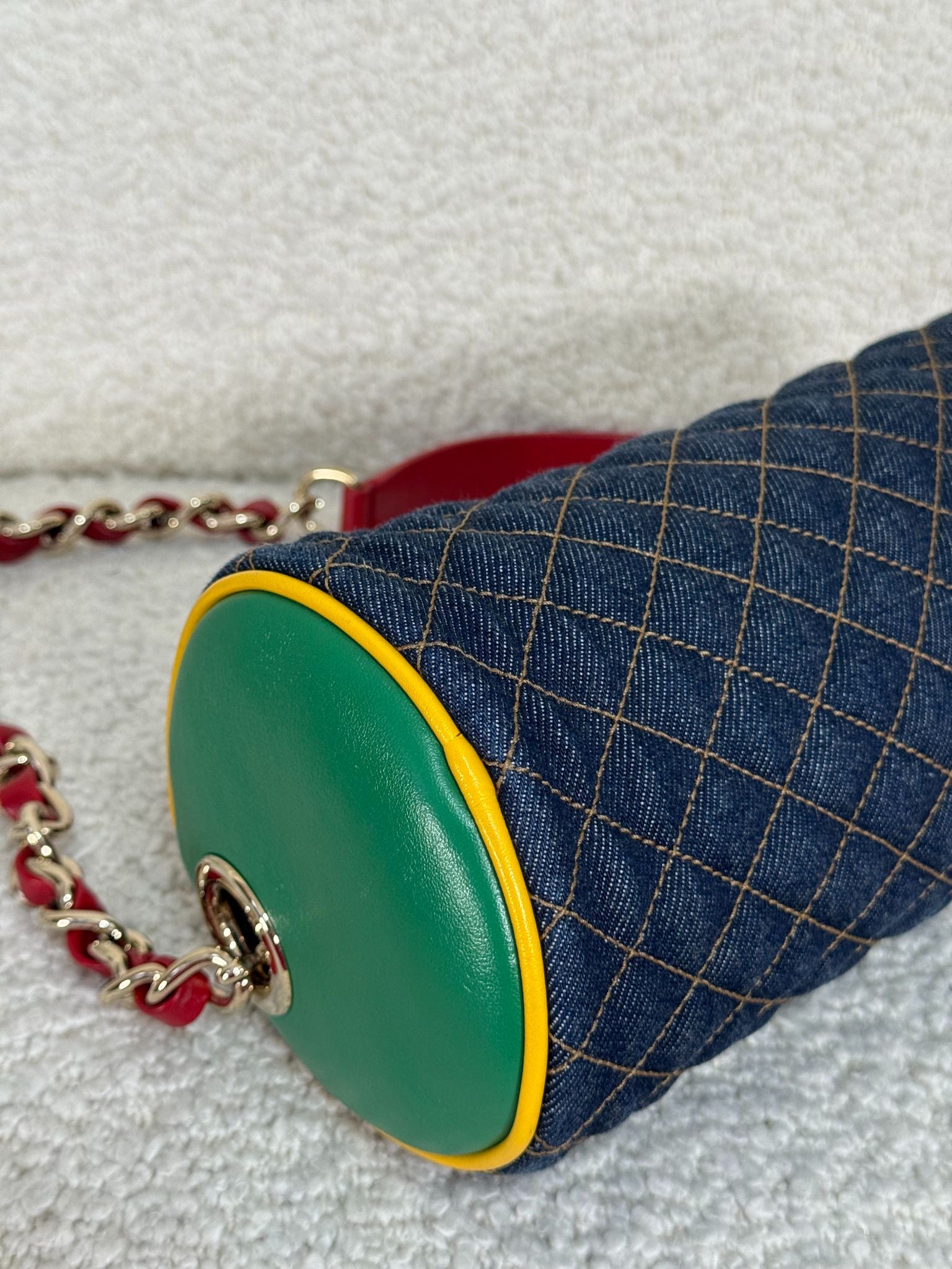 Dolce Gabbana Denim and Leather Lily Glam Shoulder Bag