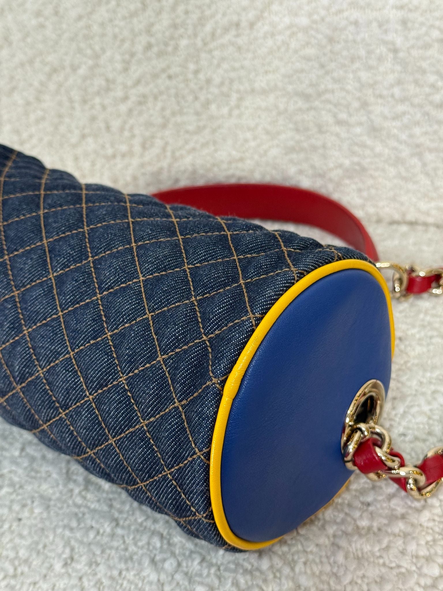 Dolce Gabbana Denim and Leather Lily Glam Shoulder Bag