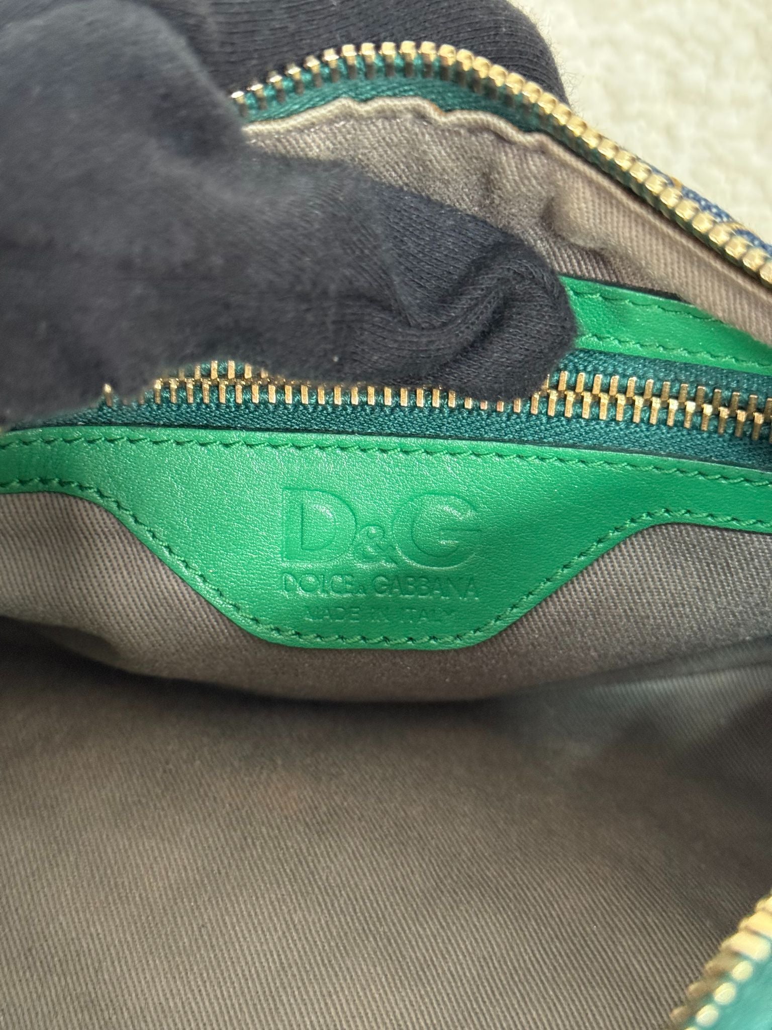 Dolce Gabbana Denim and Leather Lily Glam Shoulder Bag