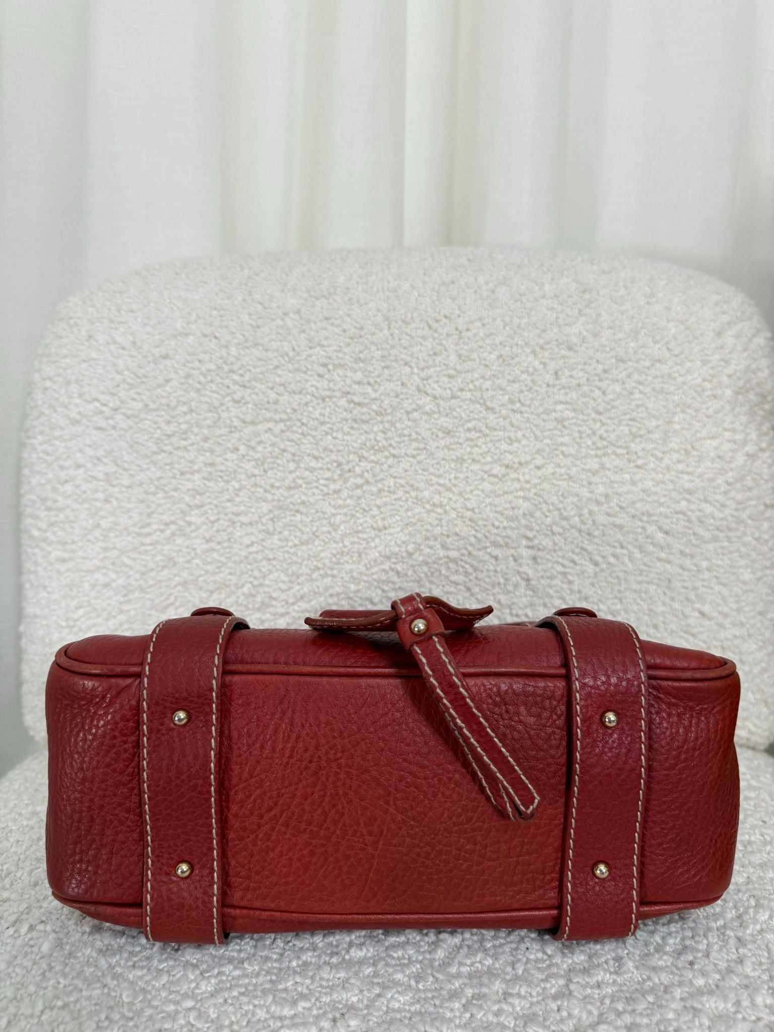 Dolce Gabbana Red Leather D Ring Satchel Bag