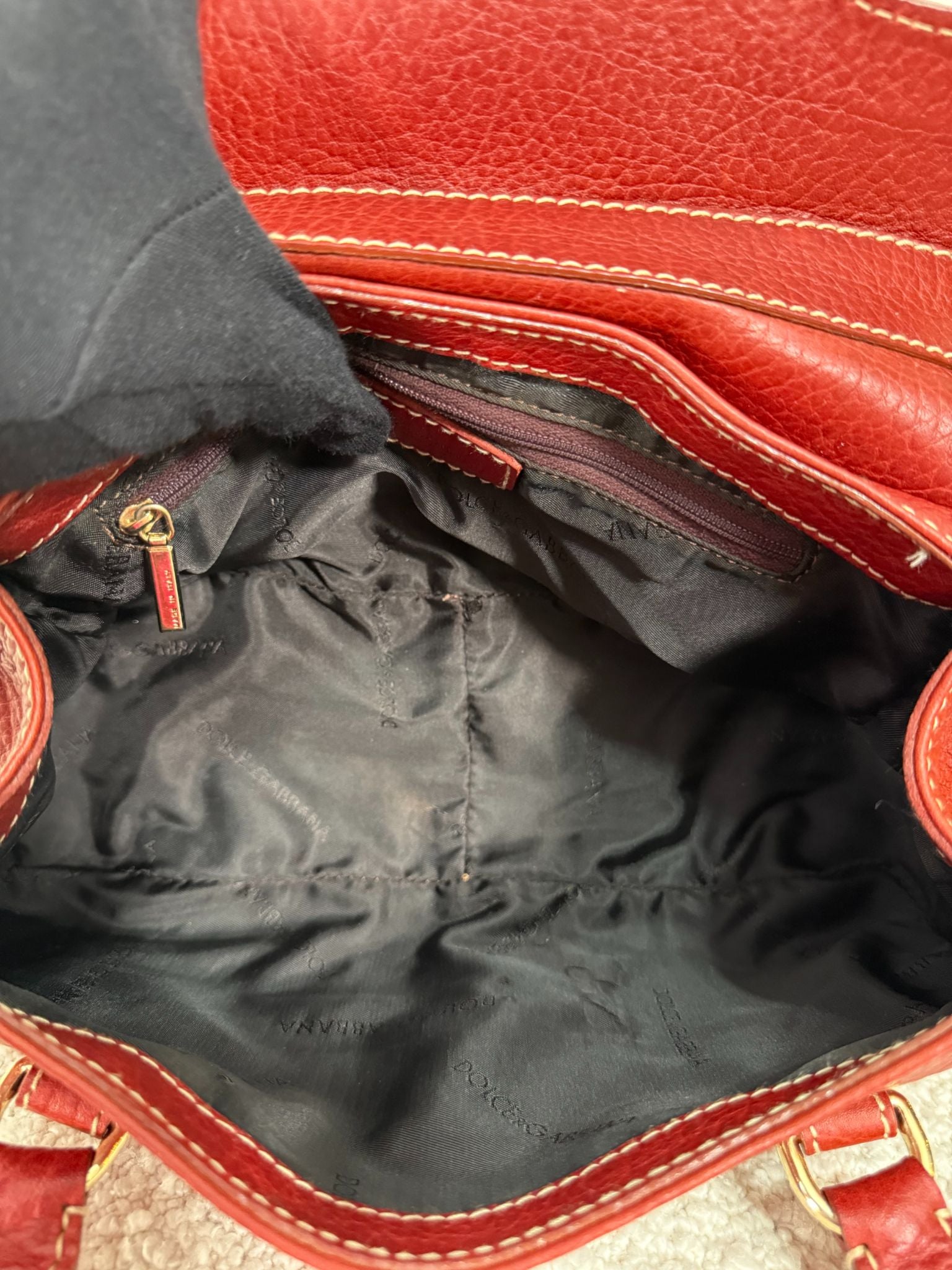 Dolce Gabbana Red Leather D Ring Satchel Bag