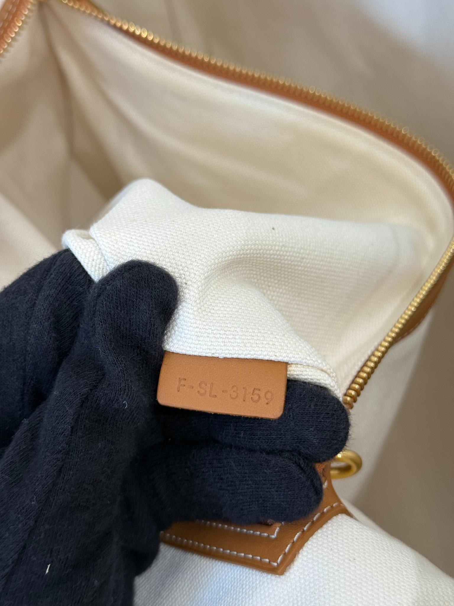Celine Horizontal Cabas Canvas Tan Leather Trim Tote Bag
