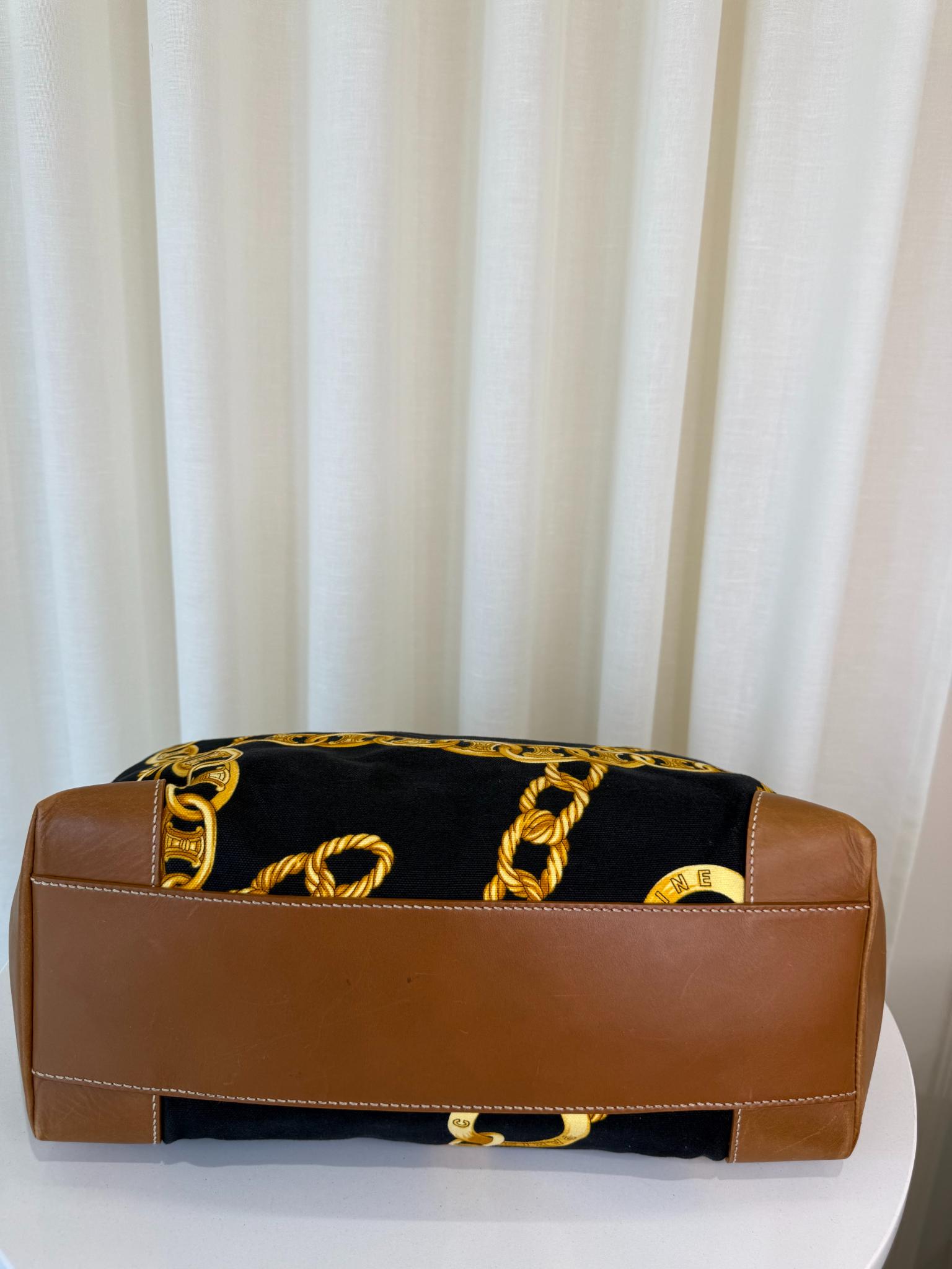 Celine Vintage Chain Print Canvas Tote Bag