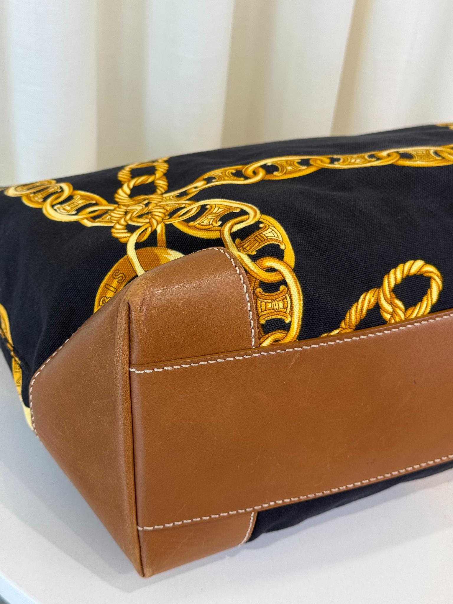 Celine Vintage Chain Print Canvas Tote Bag