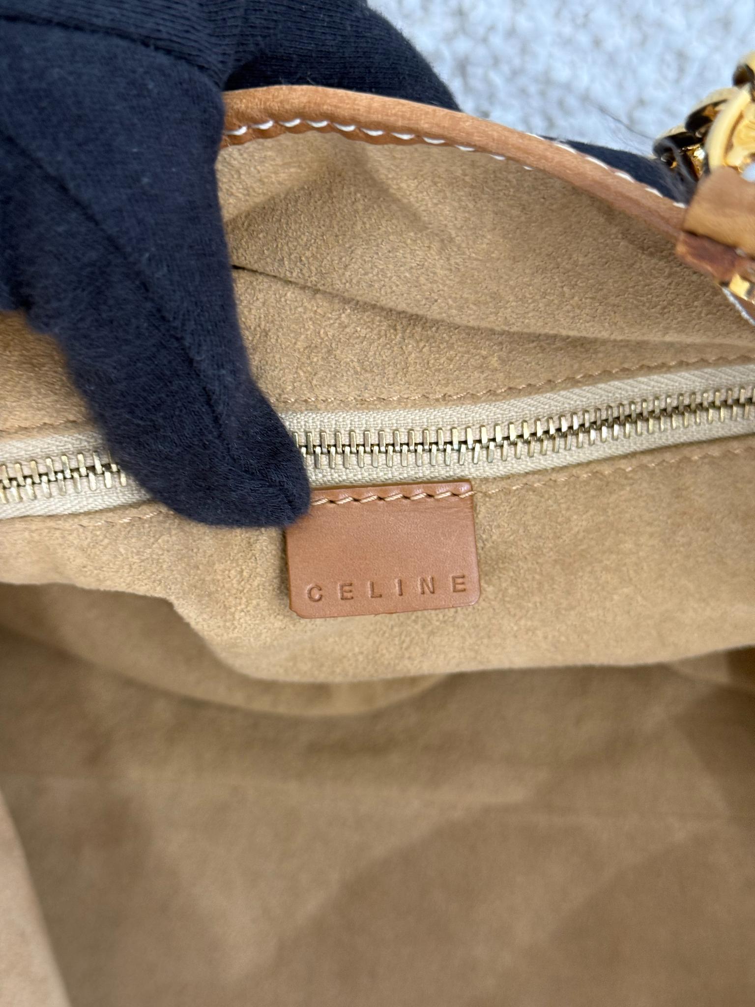 Celine Vintage Chain Print Canvas Tote Bag