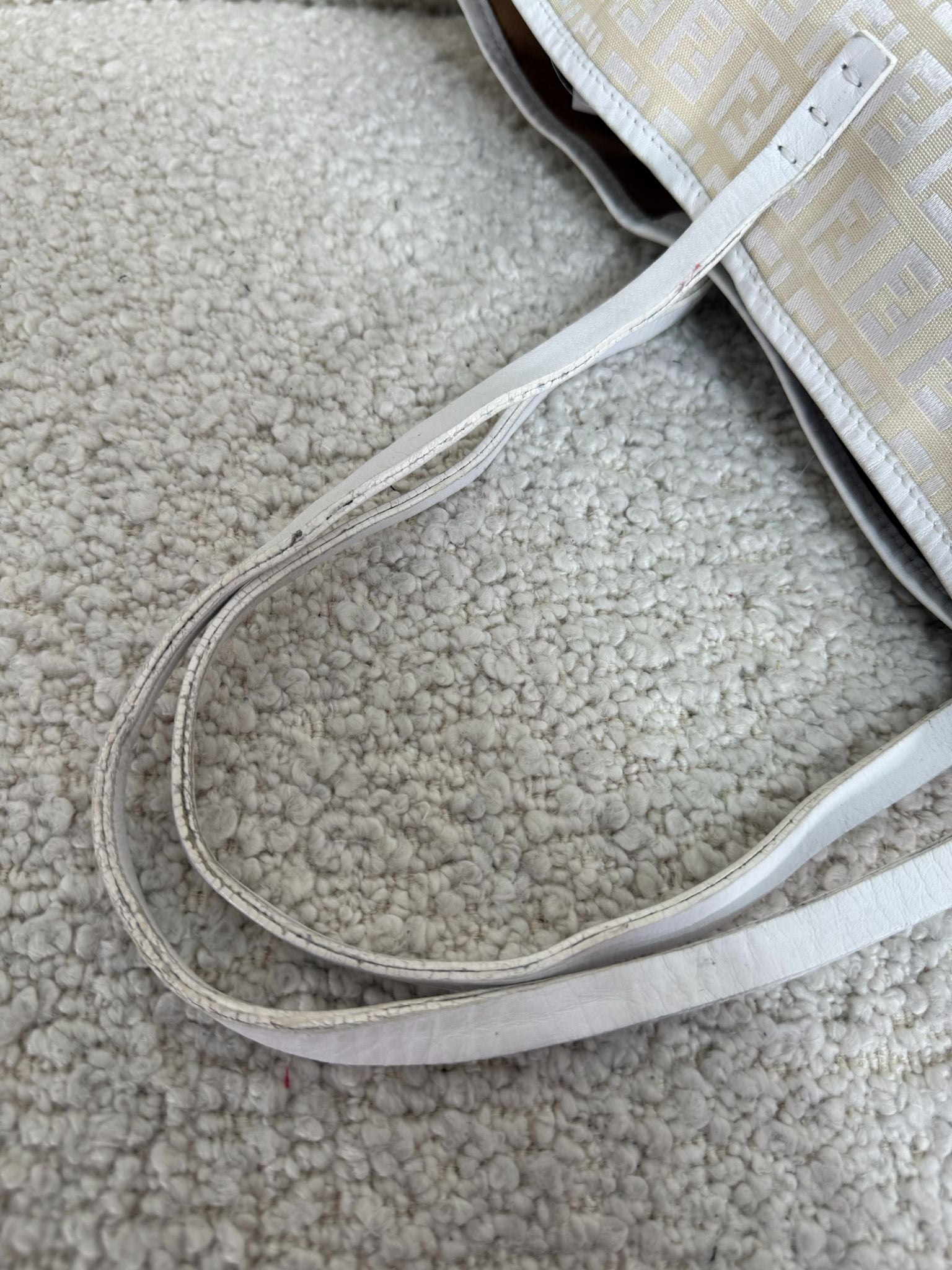 Fendi White Zucca Print Coated Canvas Medium Roll Tote Bag