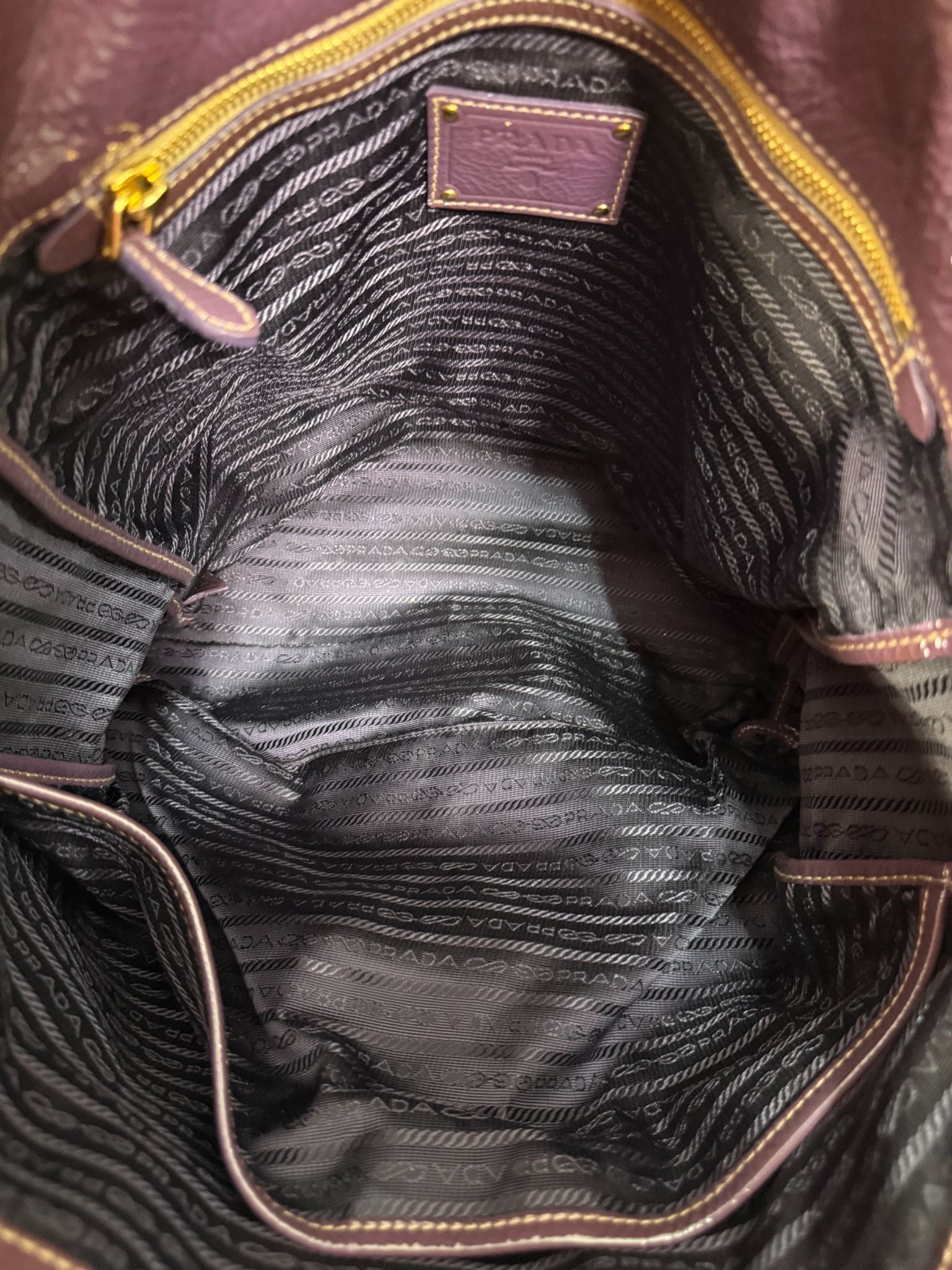 Prada Vitello Daino Purple Patent Leather Large Tote Bag