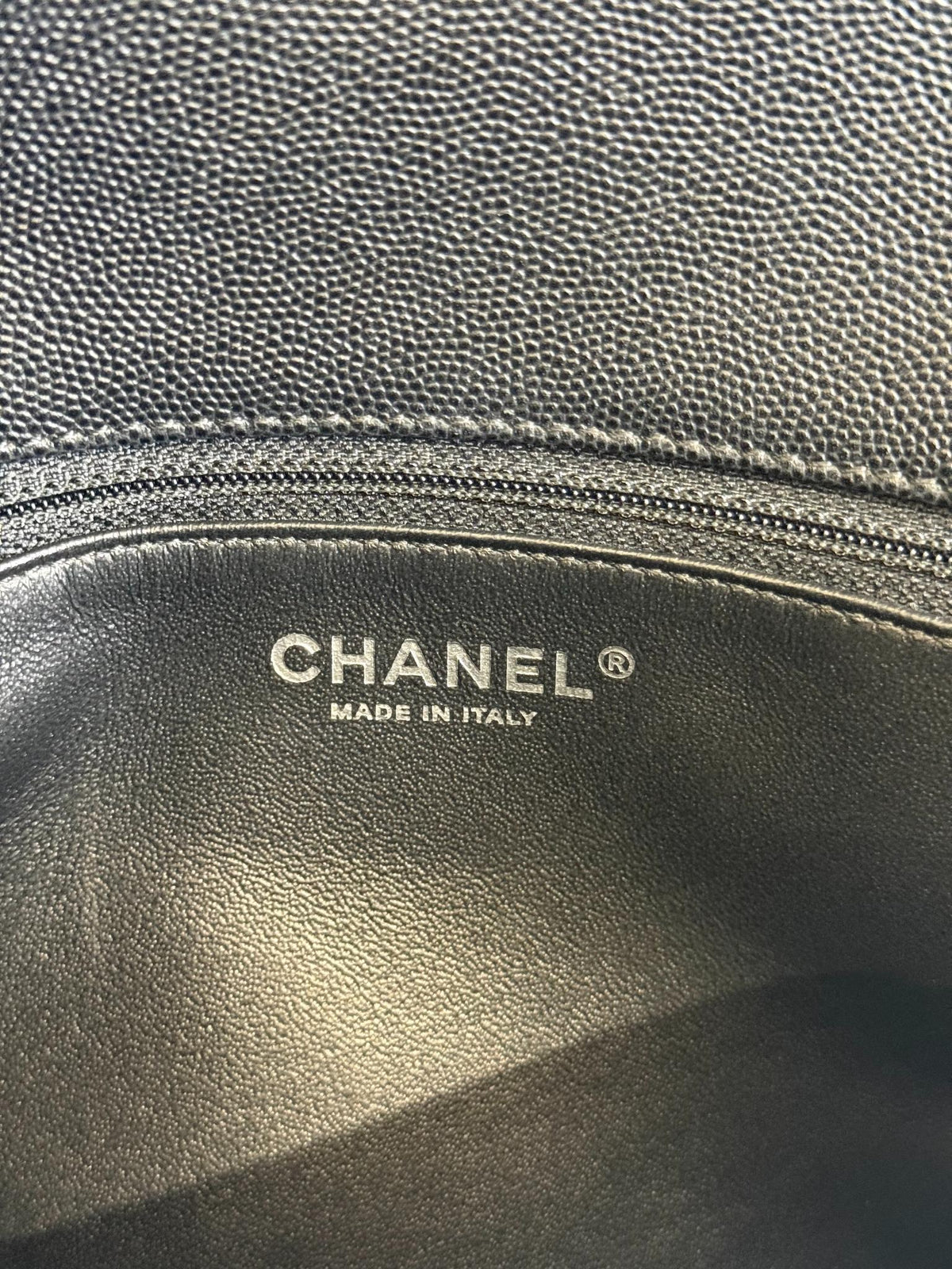 Chane Large Coco Handle Black Quilted Caviar Leather
