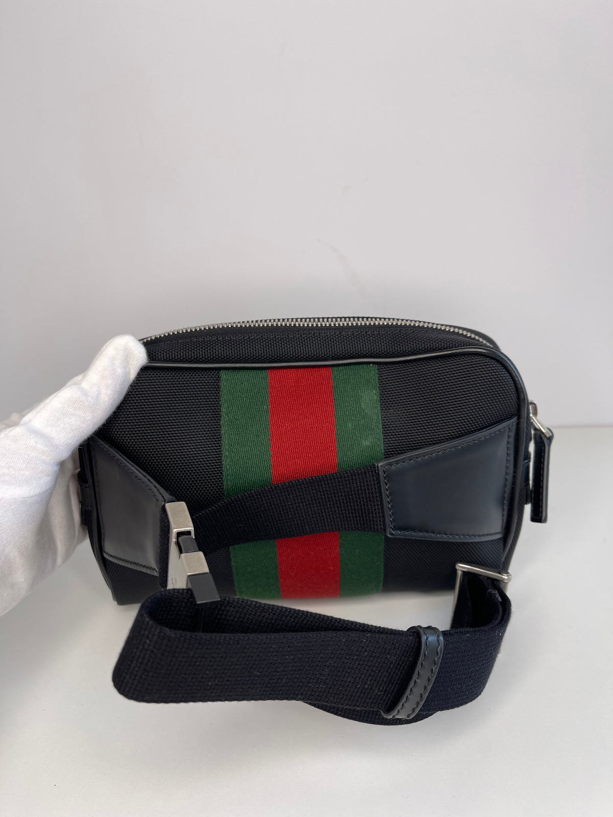 Gucci Web Monogram Canvas Slim Belt Bag