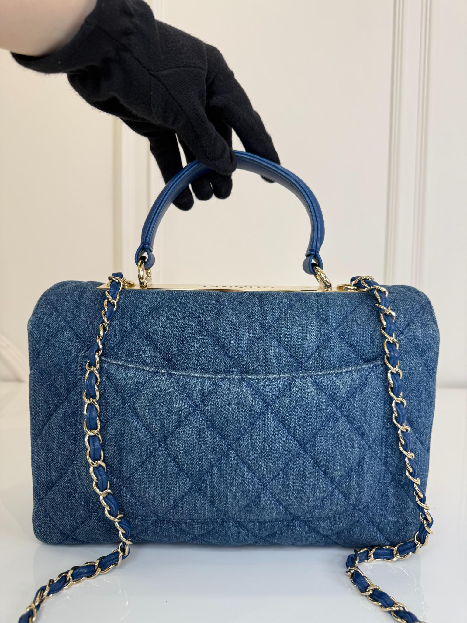 Chanel Blue Quilted Denim Large Trendy CC Bag