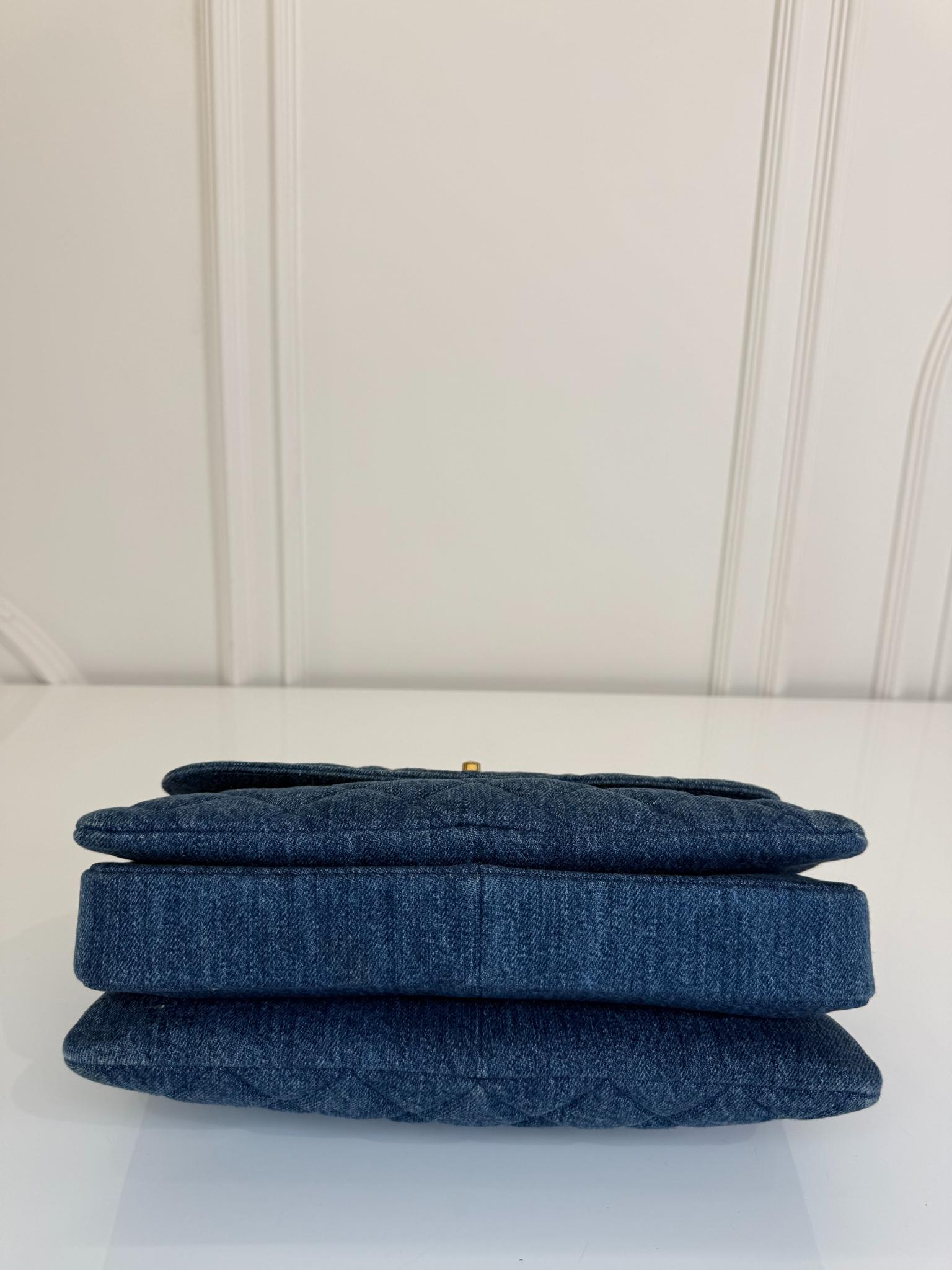 Chanel Blue Quilted Denim Large Trendy CC Bag